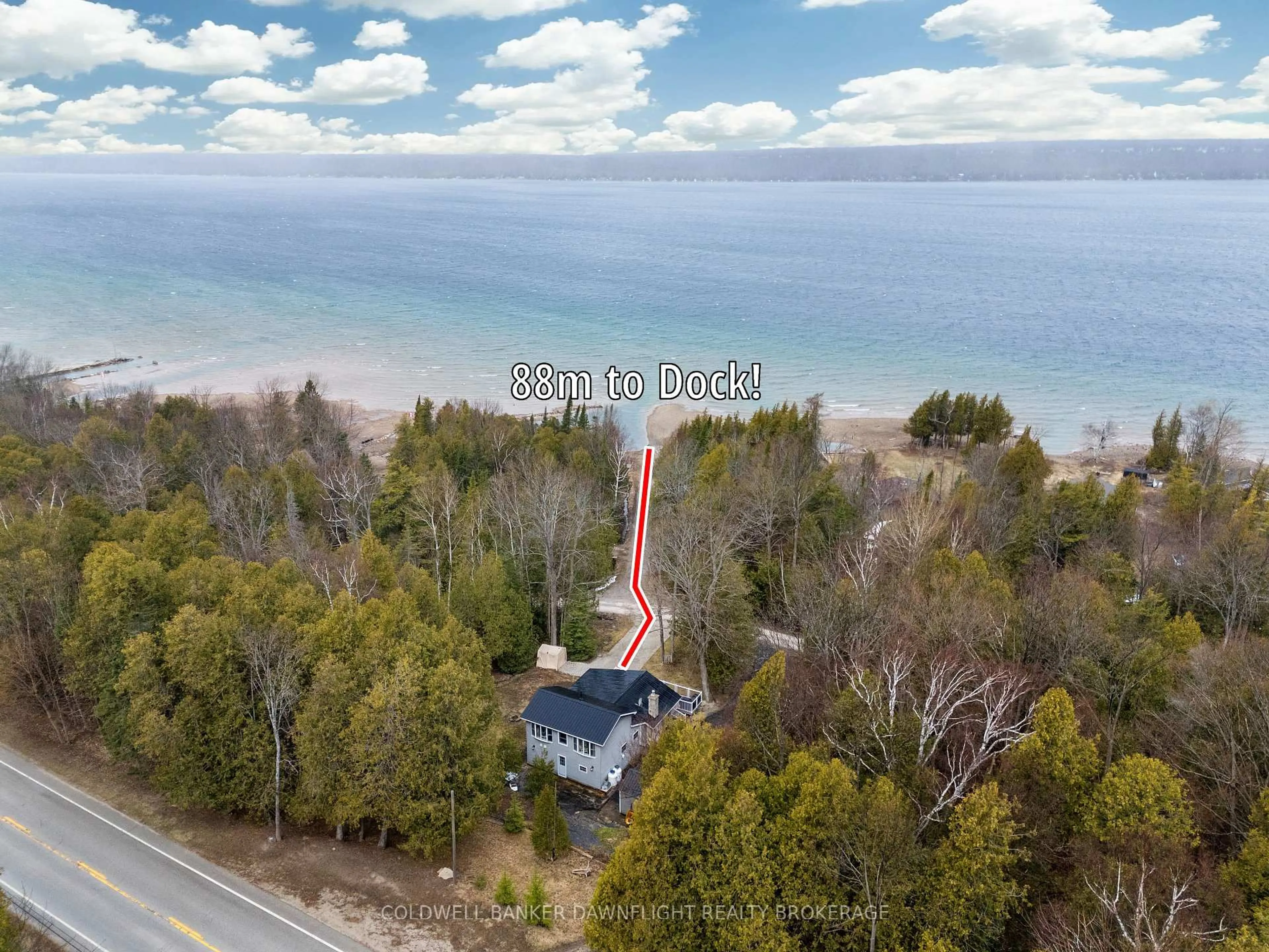 A pic from outside/outdoor area/front of a property/back of a property/a pic from drone, water/lake/river/ocean view for 110 Mallard St, Georgian Bluffs Ontario N0H 2T0
