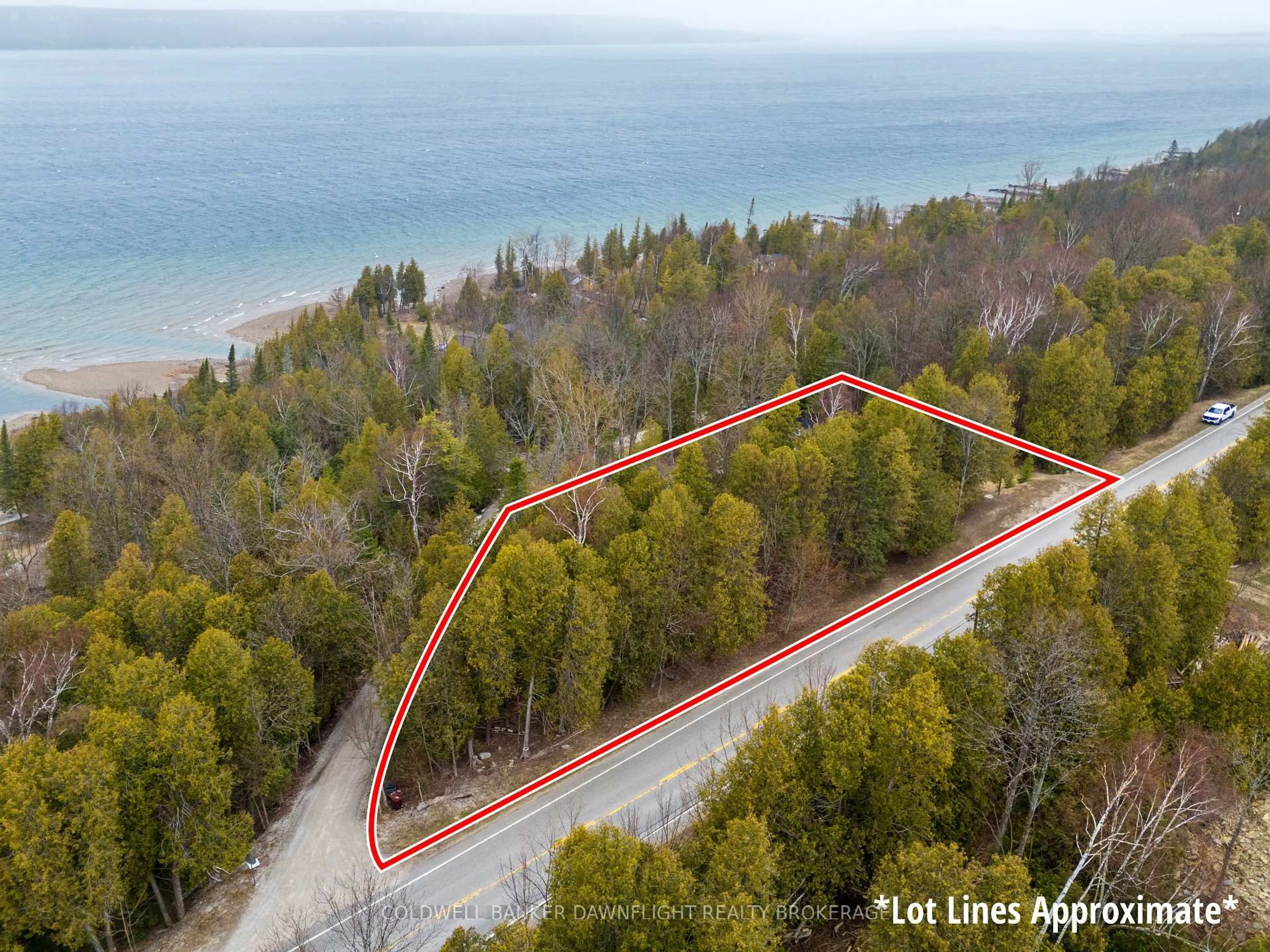 A pic from outside/outdoor area/front of a property/back of a property/a pic from drone, water/lake/river/ocean view for 110 Mallard St, Georgian Bluffs Ontario N0H 2T0