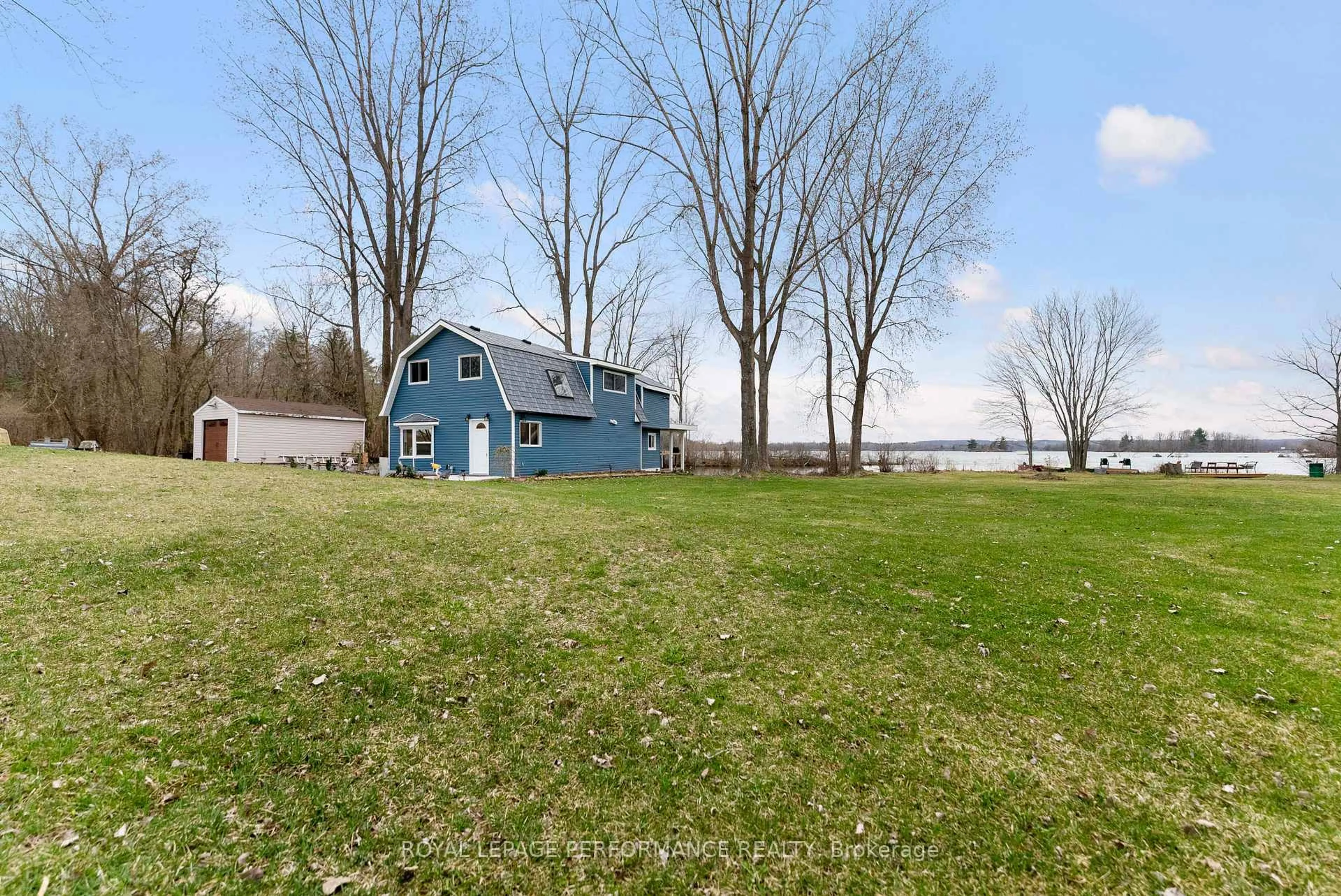 A pic from outside/outdoor area/front of a property/back of a property/a pic from drone, water/lake/river/ocean view for 1930 Sunbury Rd, Inverary Ontario K0H 1X0