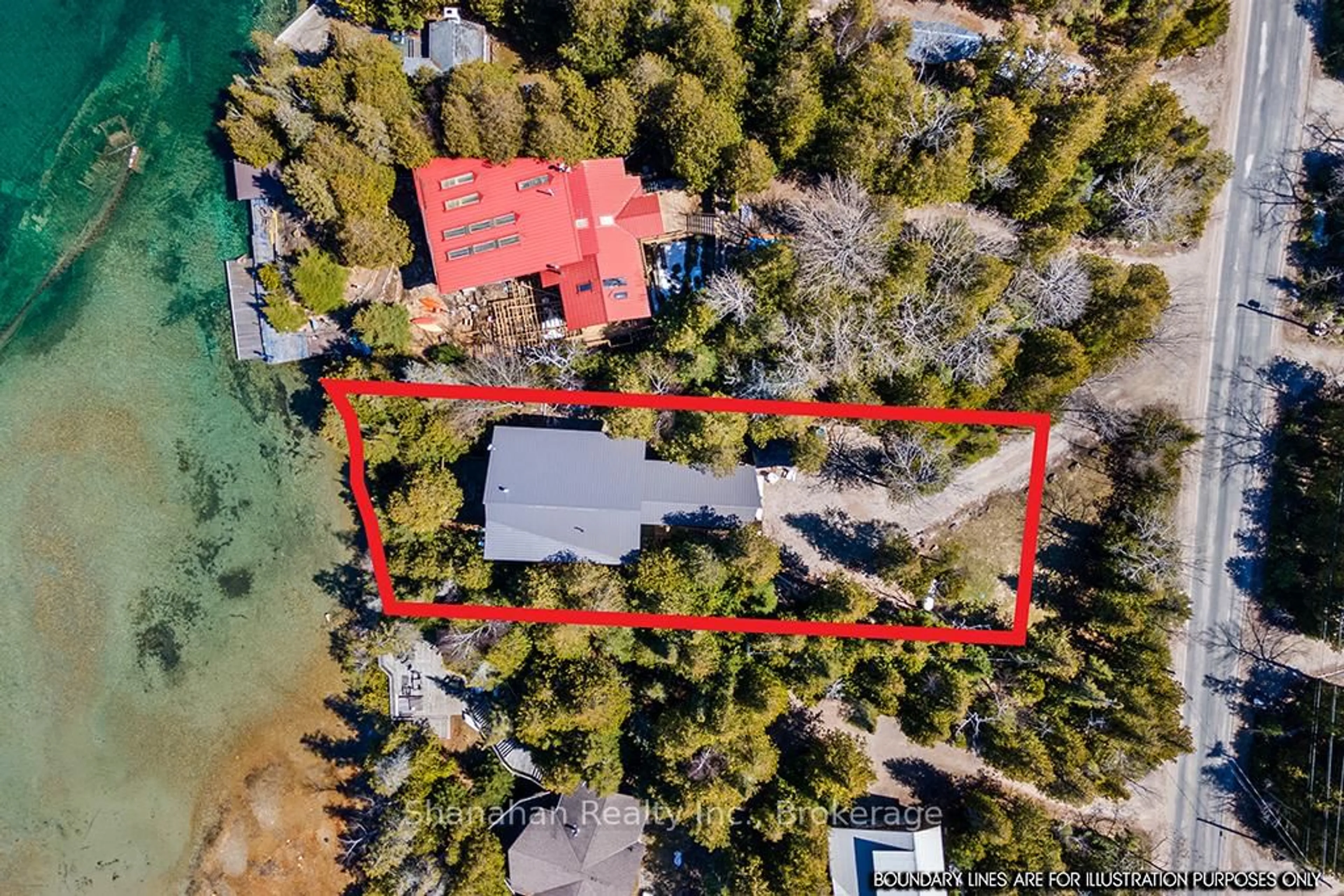 A pic from outside/outdoor area/front of a property/back of a property/a pic from drone, water/lake/river/ocean view for 132 Big Tub Rd, Northern Bruce Peninsula Ontario N0H 2R0