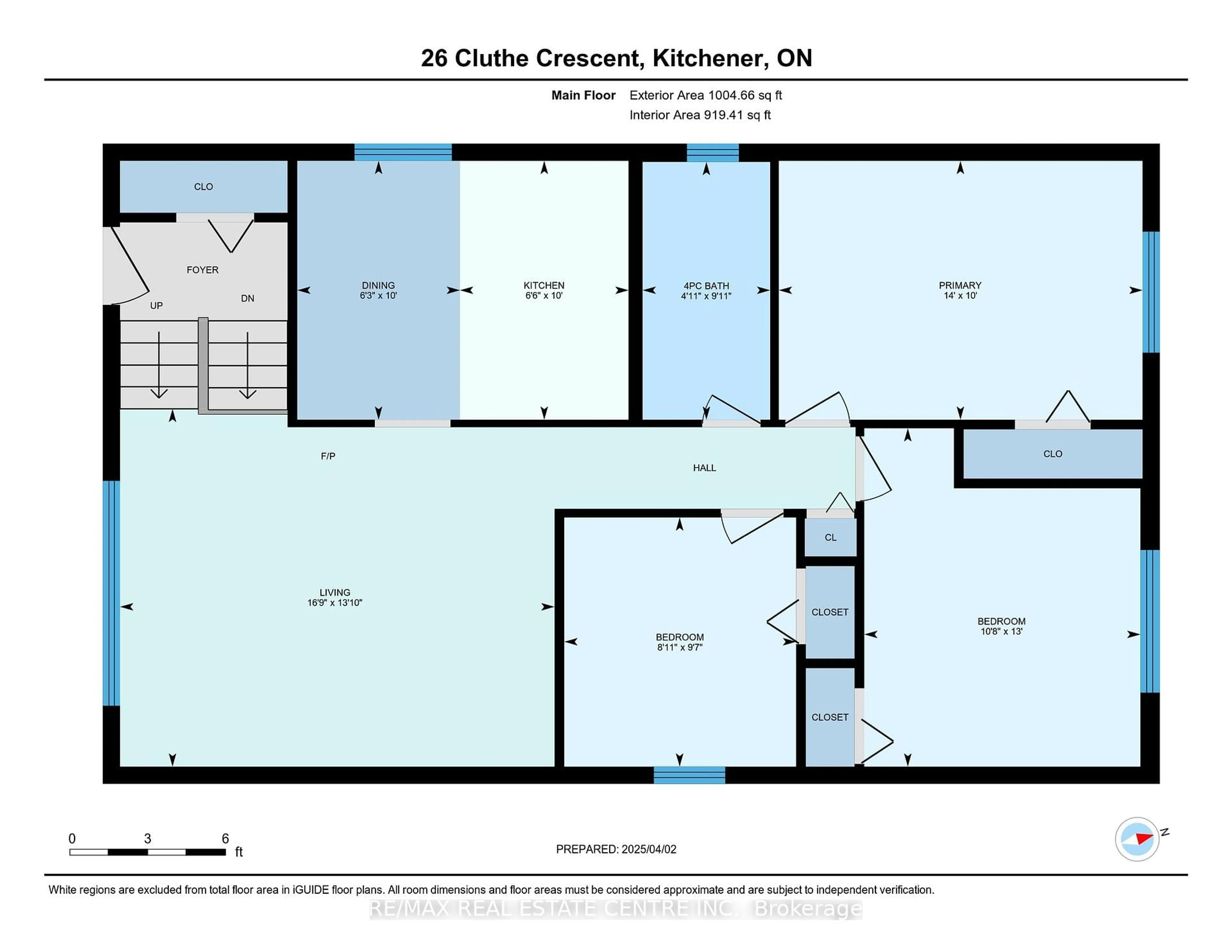 Floor plan for 26 Cluthe Cres, Kitchener Ontario N2P 1M8