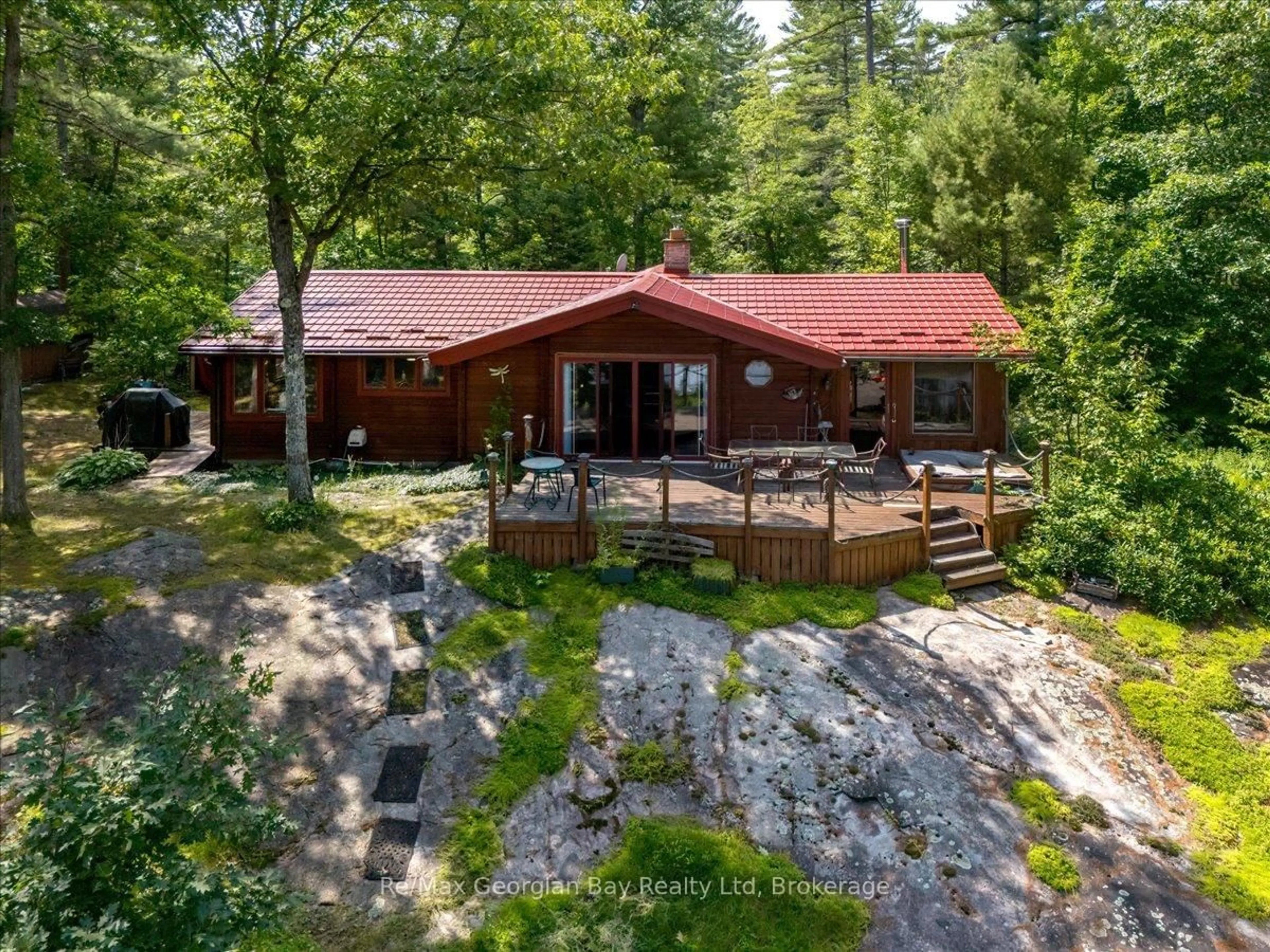 A pic from outside/outdoor area/front of a property/back of a property/a pic from drone, forest/trees view for 70547 SEVERN RIVER SHORE N/A, Georgian Bay Ontario L0K 1E0