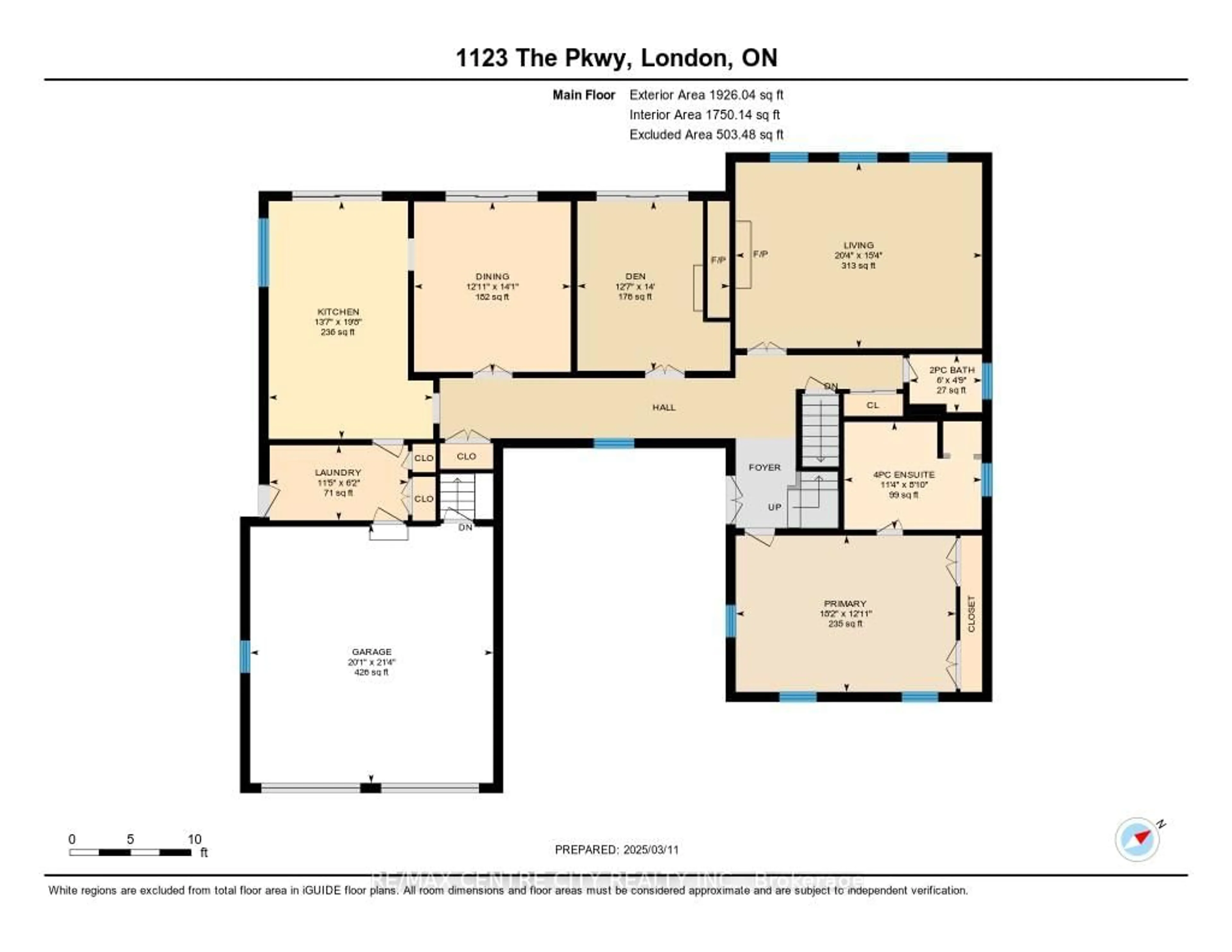 Floor plan for 1123 The Pkwy, London Ontario N6A 2X2
