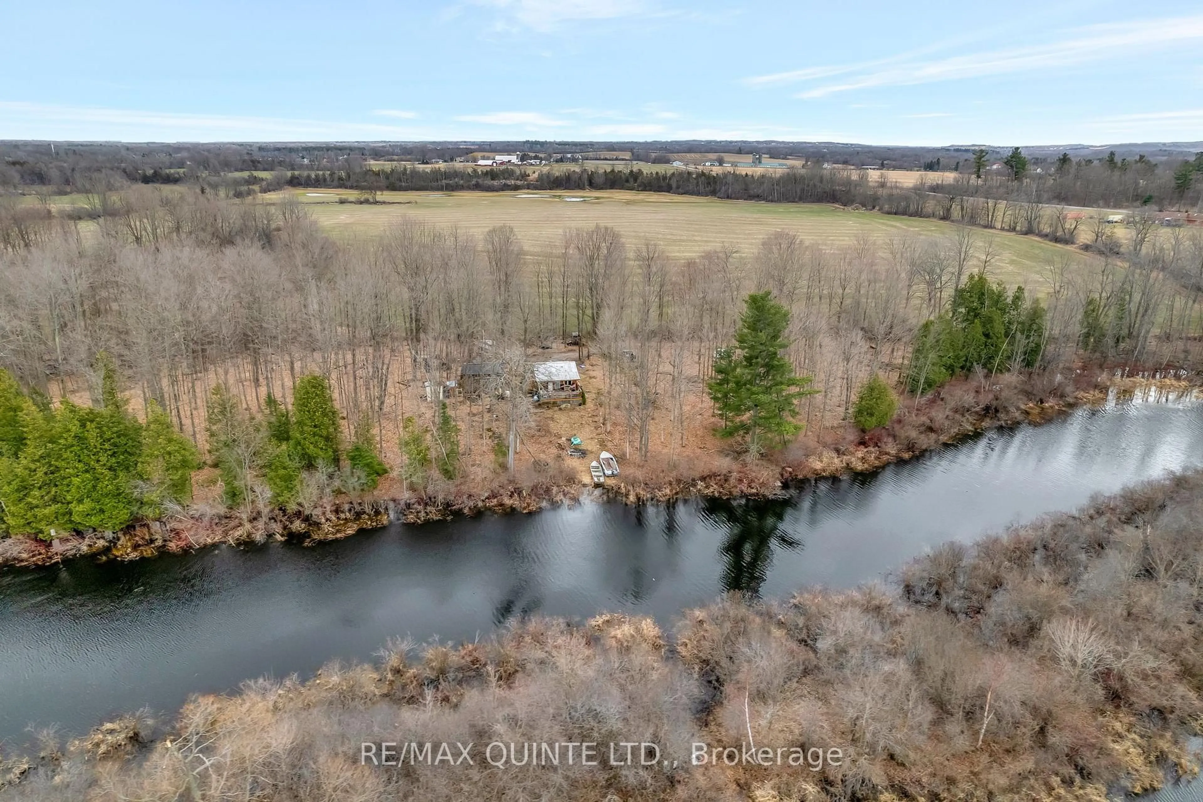 A pic from outside/outdoor area/front of a property/back of a property/a pic from drone, water/lake/river/ocean view for 218 Baptist Church Rd, Quinte West Ontario K0K 2B0
