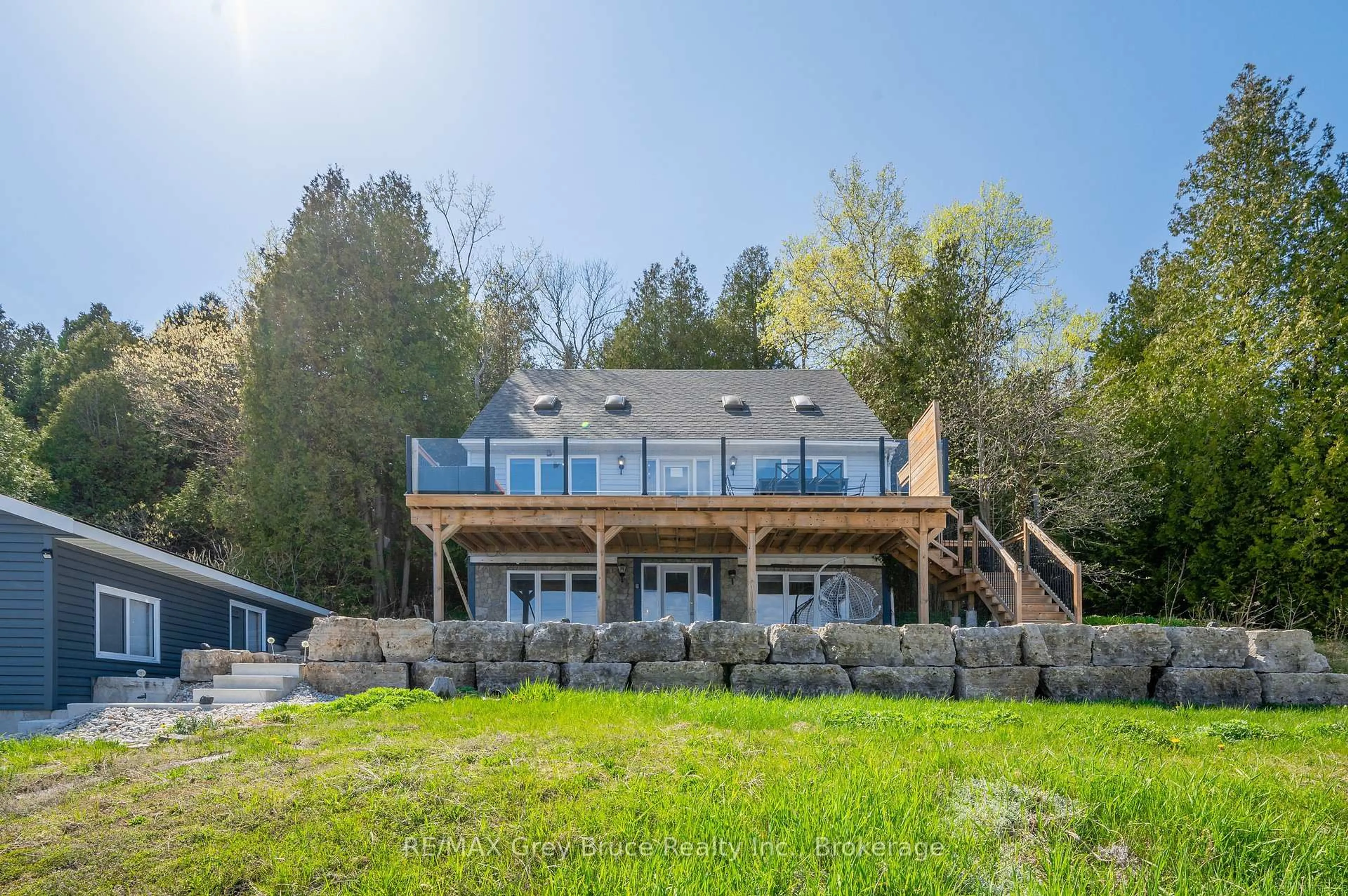 A pic from outside/outdoor area/front of a property/back of a property/a pic from drone, water/lake/river/ocean view for 101 North Shore Rd, Northern Bruce Peninsula Ontario N0H 1W0