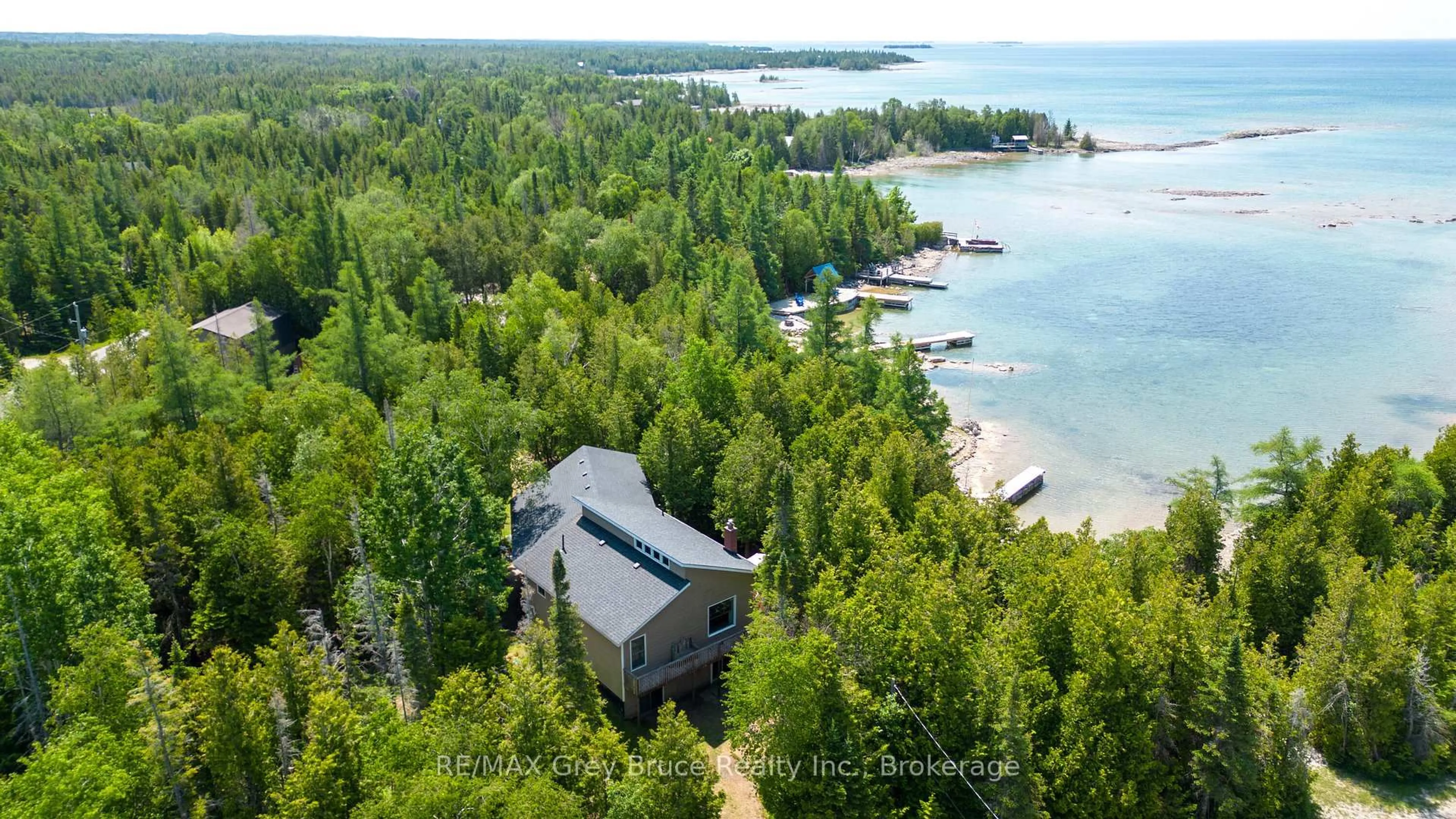 A pic from outside/outdoor area/front of a property/back of a property/a pic from drone, water/lake/river/ocean view for 7 Purgatory Rd, Northern Bruce Peninsula Ontario N0H 1W0