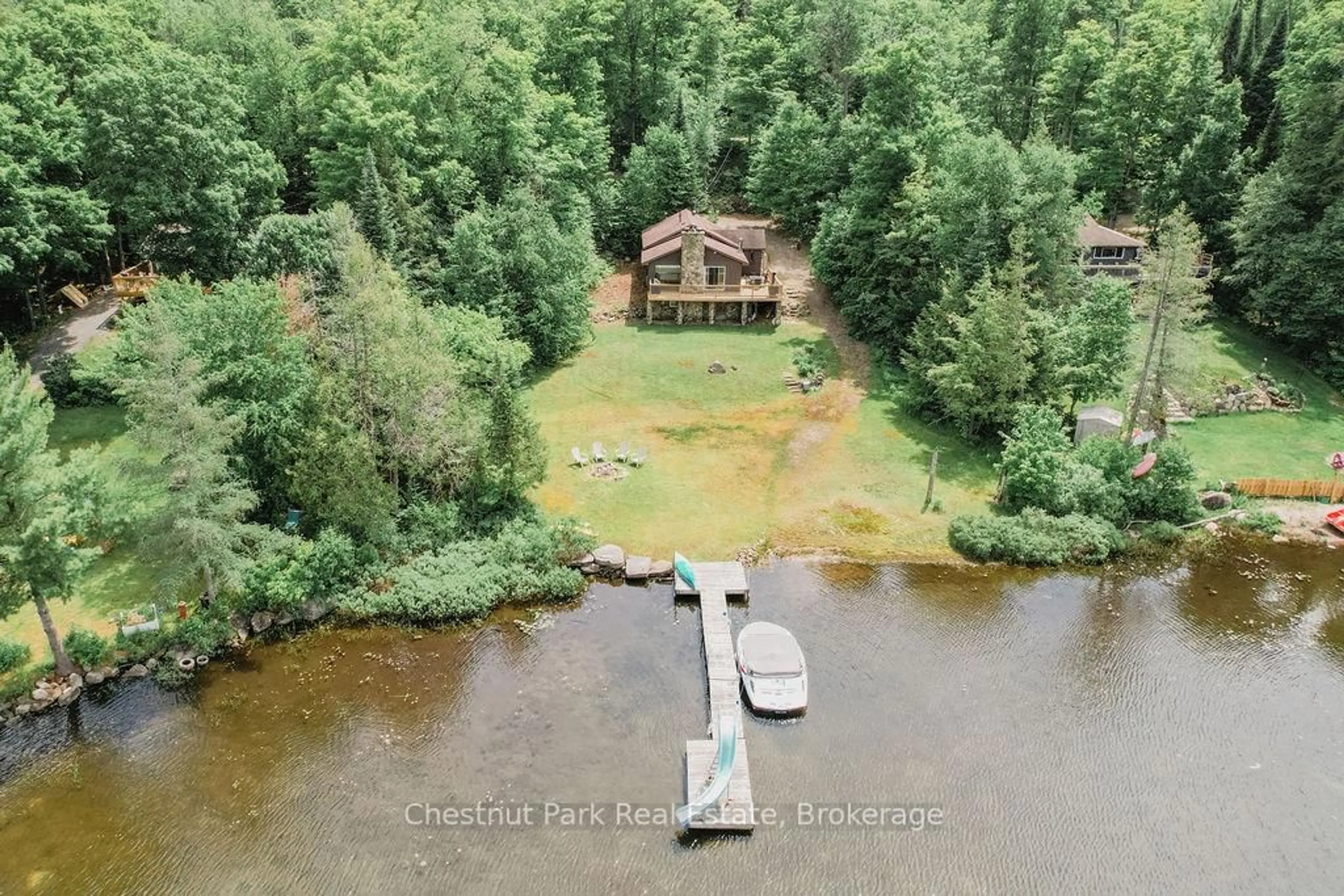 A pic from outside/outdoor area/front of a property/back of a property/a pic from drone, water/lake/river/ocean view for 893 Relative Rd, Armour Ontario P0A 1C0
