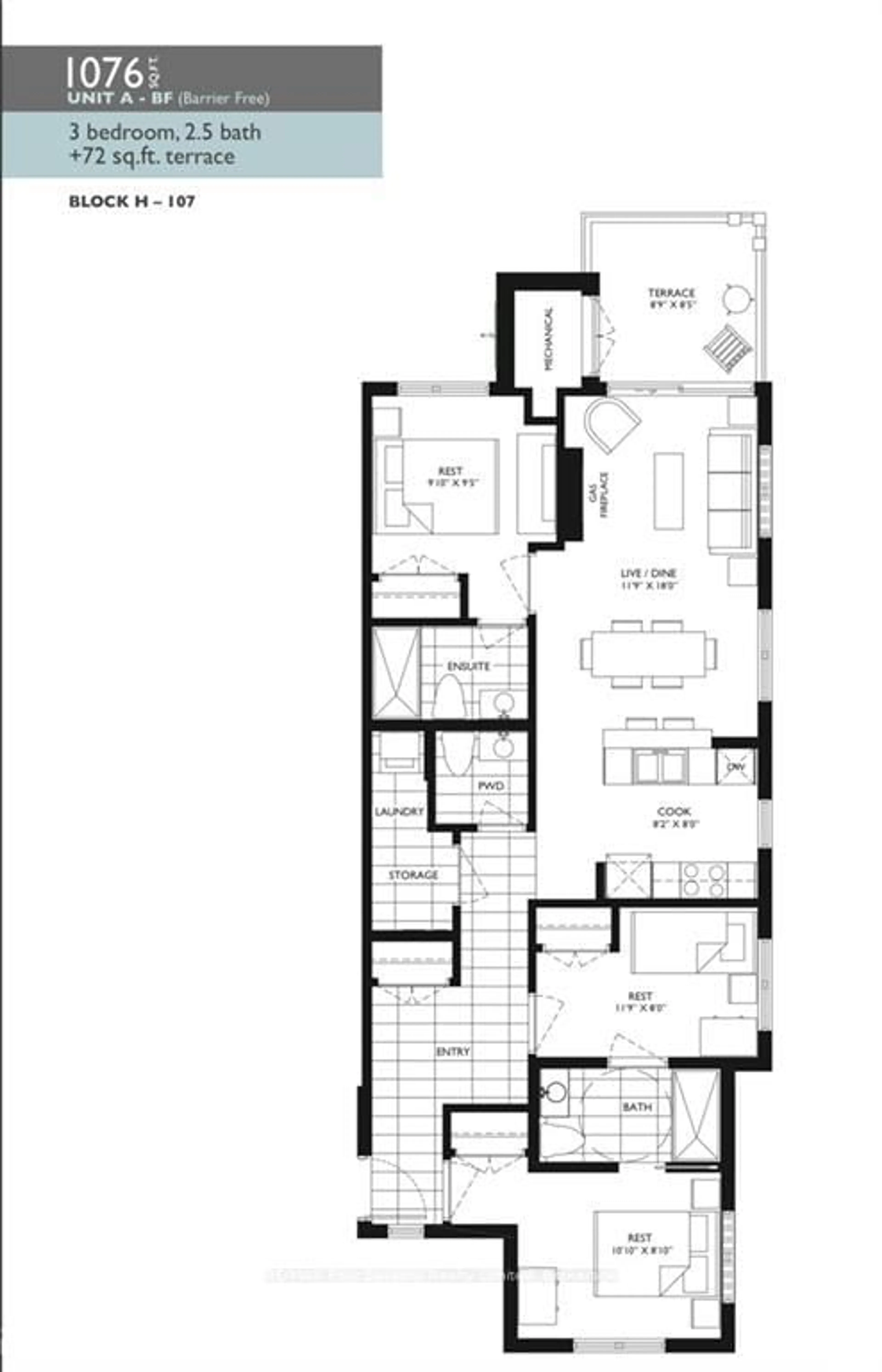 Floor plan for 12 BEAUSOLEIL Lane #107, Blue Mountains Ontario L9Y 2X5
