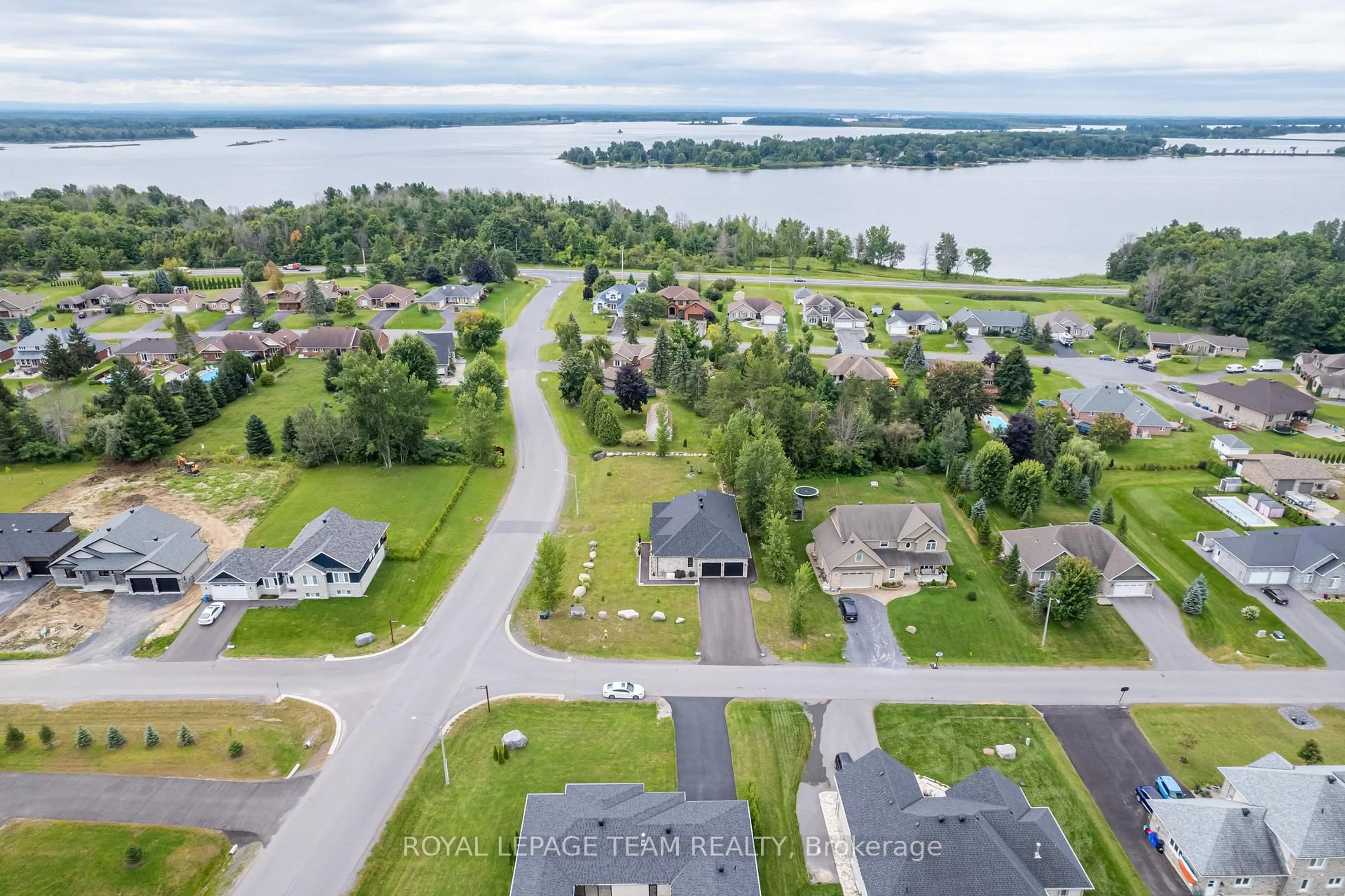 A pic from outside/outdoor area/front of a property/back of a property/a pic from drone, water/lake/river/ocean view for 1 Stratford Blvd, South Stormont Ontario K0C 1P0