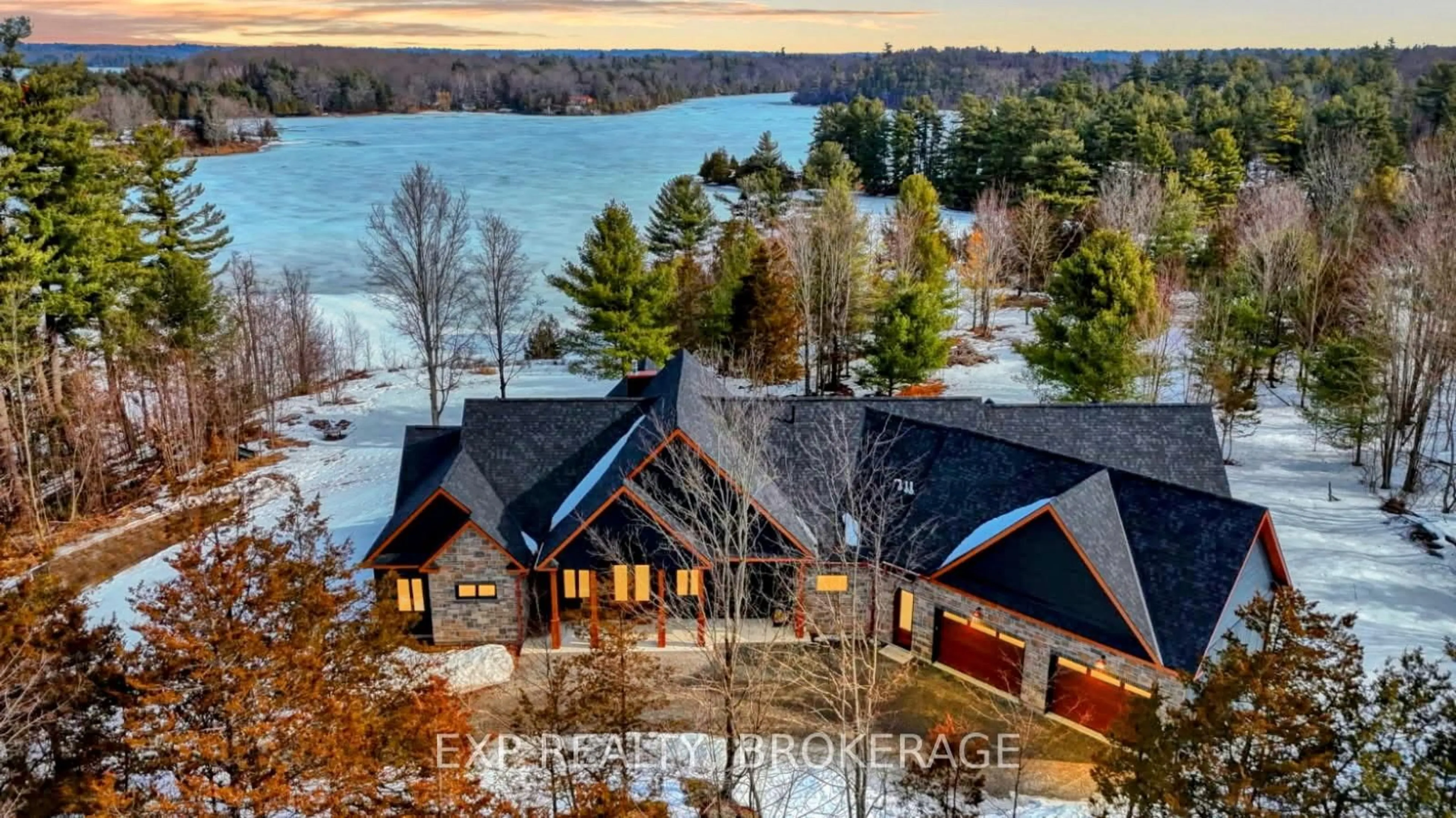 A pic from outside/outdoor area/front of a property/back of a property/a pic from drone, water/lake/river/ocean view for 55 HANLON BAY Rd, Rideau Lakes Ontario K0G 1E0