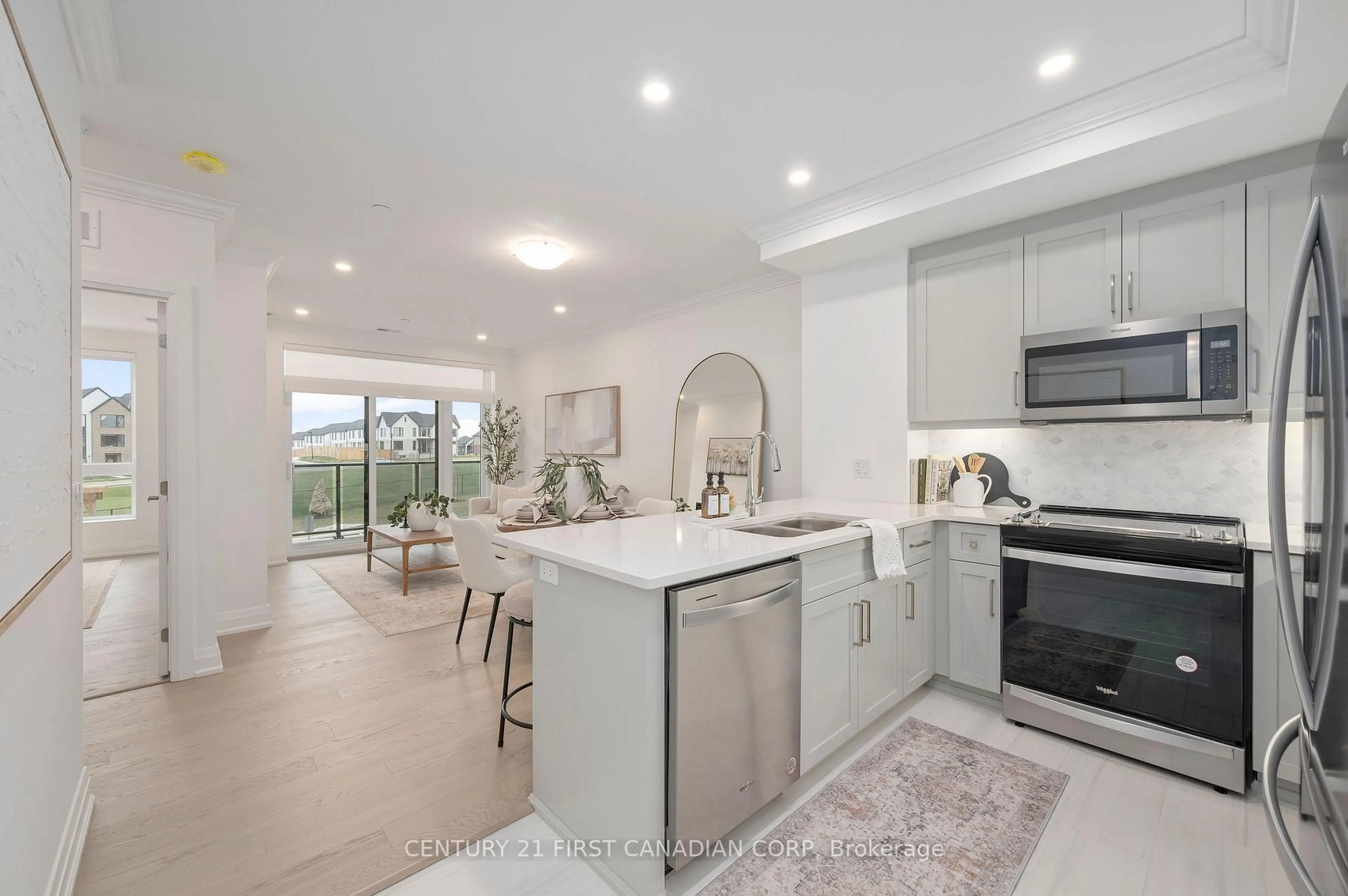 Open concept kitchen, ceramic/tile floor for 1560 Upper West Ave #214, London South Ontario N6K 4P9