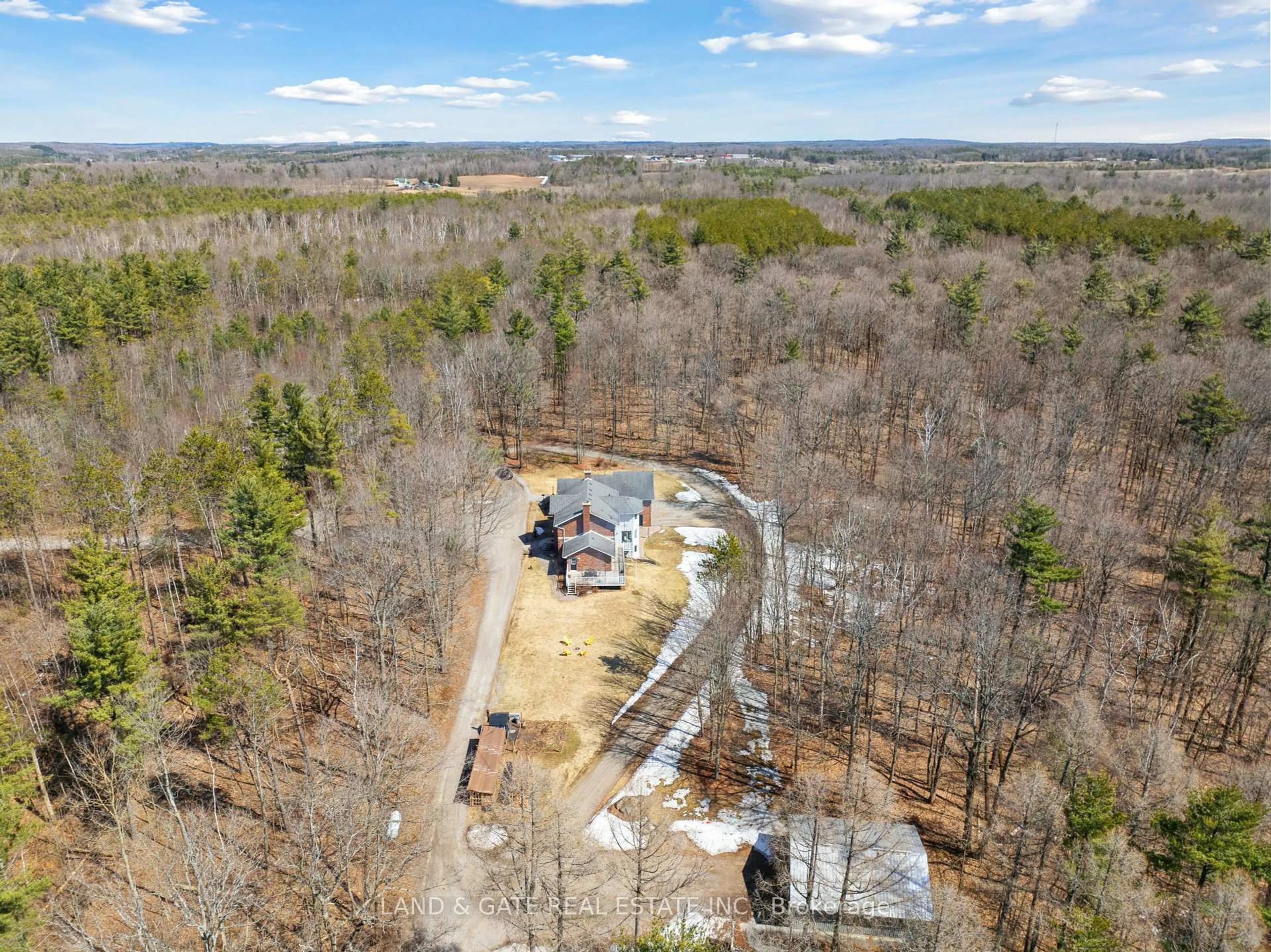 A pic from outside/outdoor area/front of a property/back of a property/a pic from drone, forest/trees view for 398 Sandy Hook Rd, Kawartha Lakes Ontario L0A 1K0