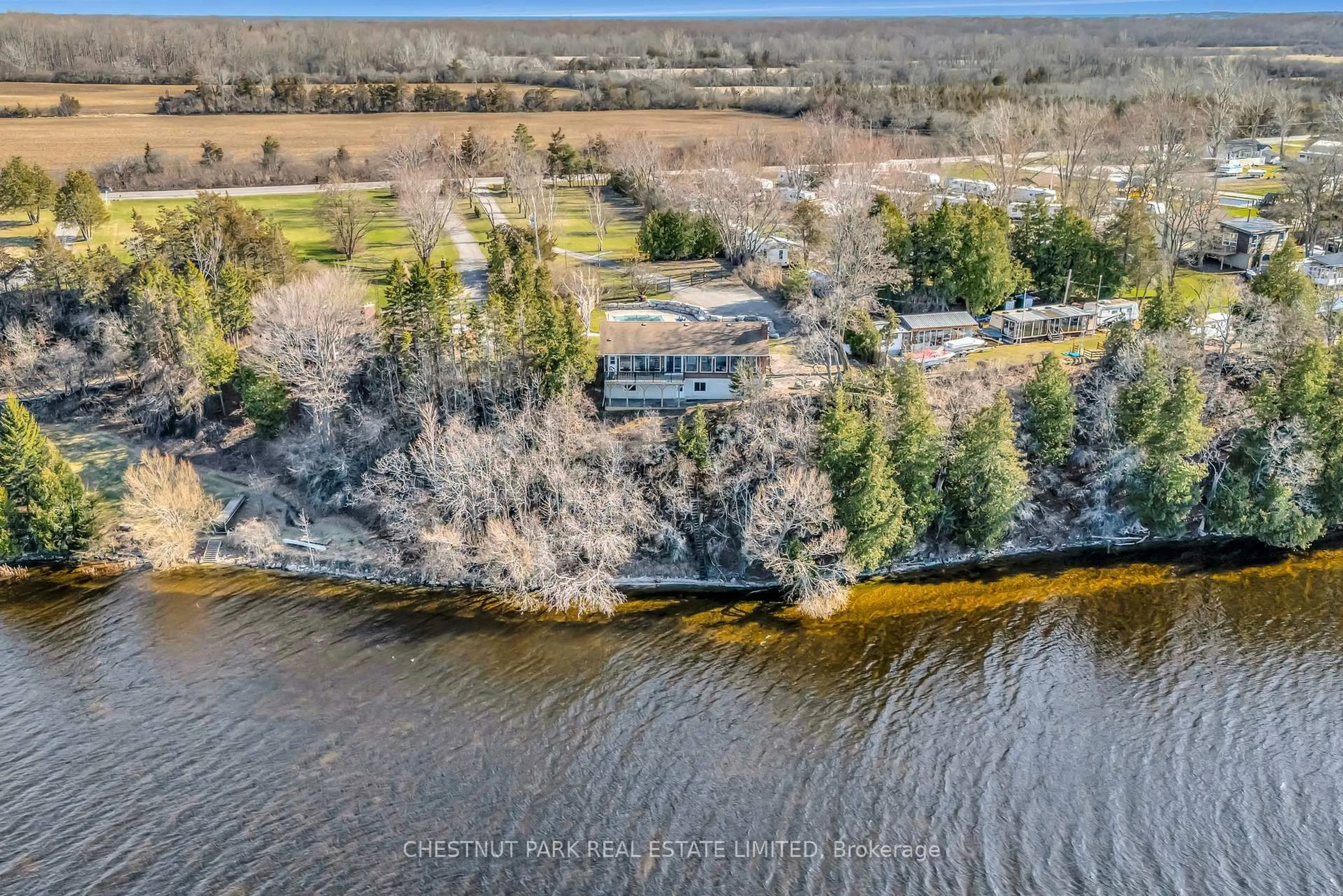 A pic from outside/outdoor area/front of a property/back of a property/a pic from drone, water/lake/river/ocean view for 5404 County Road 1 N/A, Prince Edward County Ontario K0K 1T0
