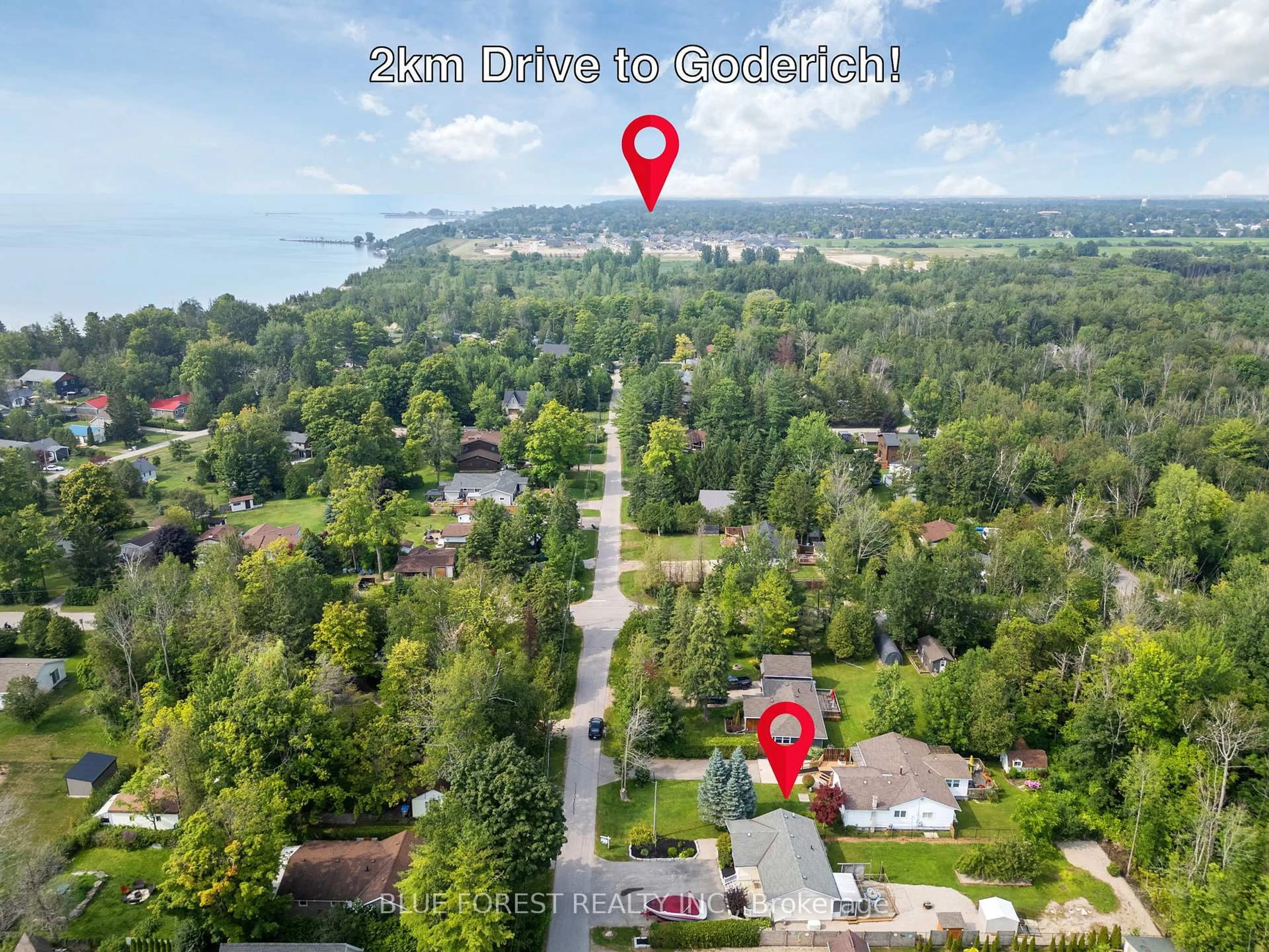 A pic from outside/outdoor area/front of a property/back of a property/a pic from drone, water/lake/river/ocean view for 7 Andrew Cres, Goderich Ontario N7A 3X8