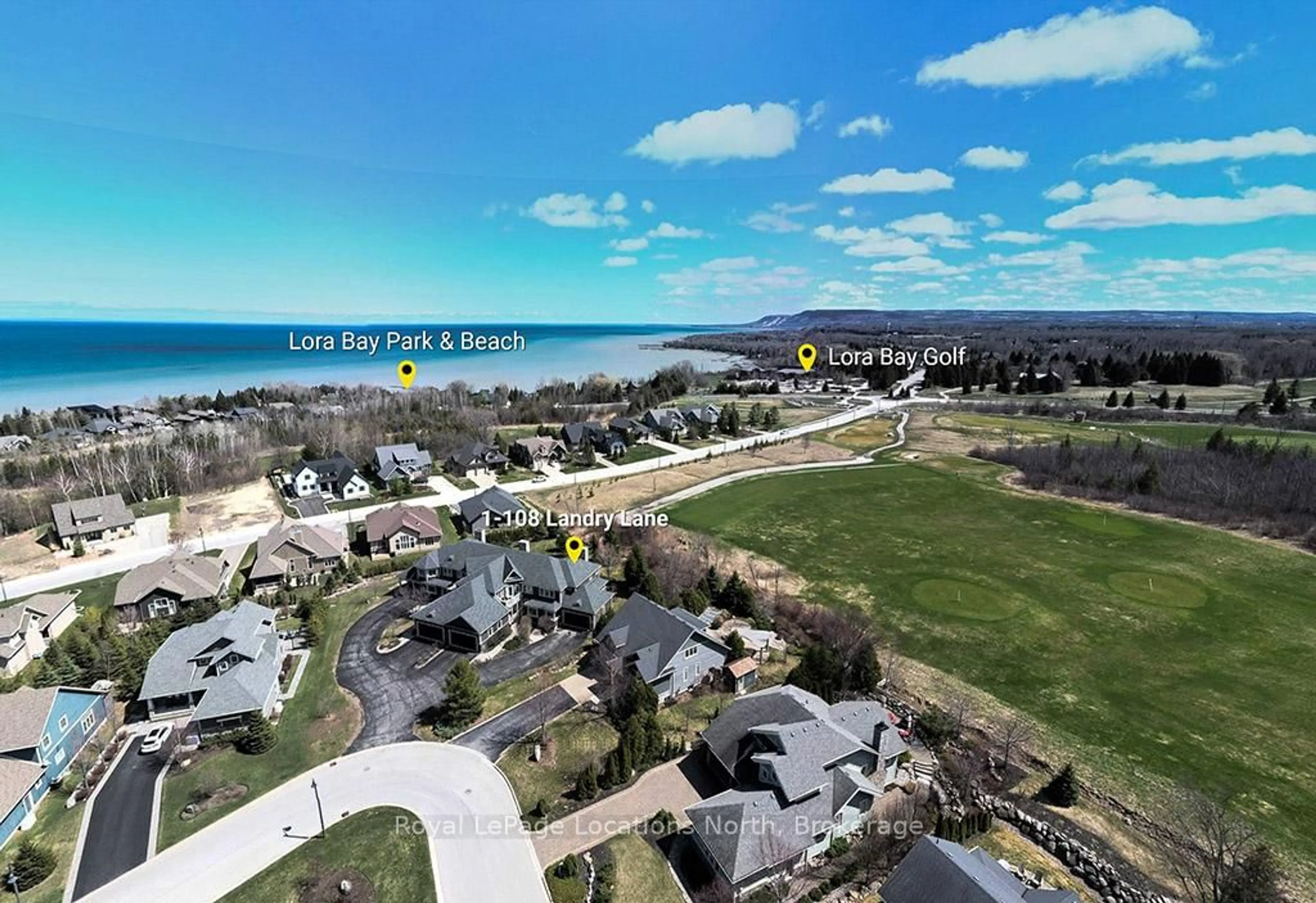A pic from outside/outdoor area/front of a property/back of a property/a pic from drone, water/lake/river/ocean view for 108 LANDRY Lane #1, Blue Mountains Ontario N0H 2P0