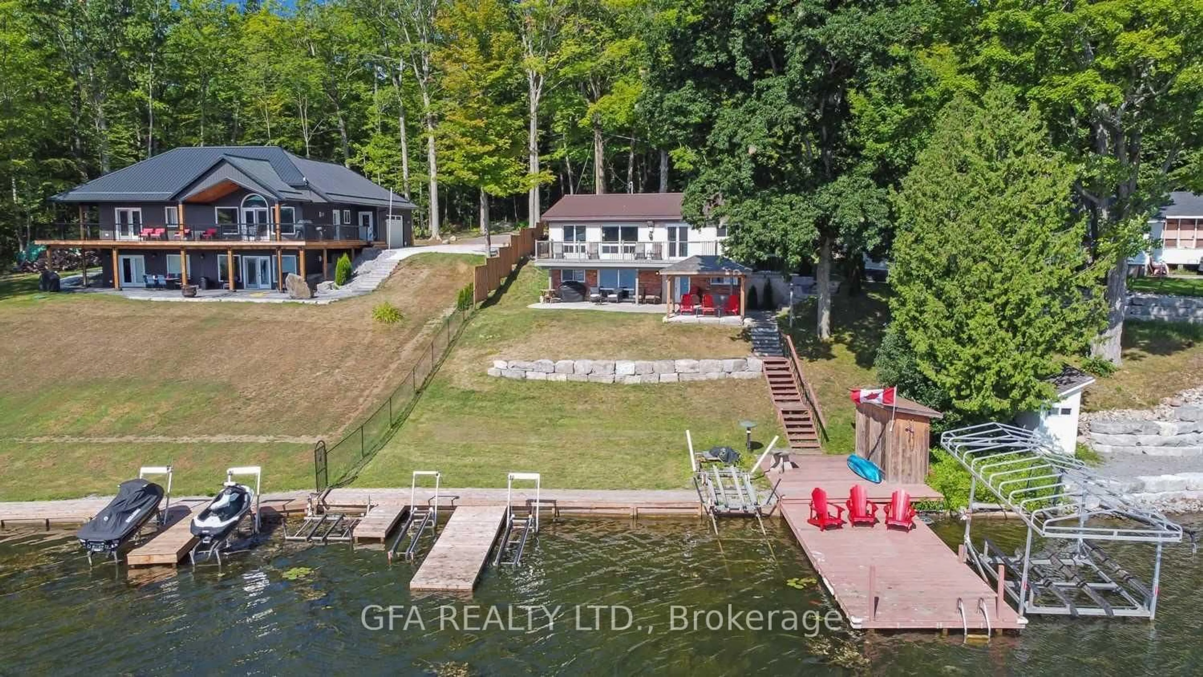 A pic from outside/outdoor area/front of a property/back of a property/a pic from drone, water/lake/river/ocean view for 281 Rainbow Dr, Otonabee-South Monaghan Ontario K0L 1B0