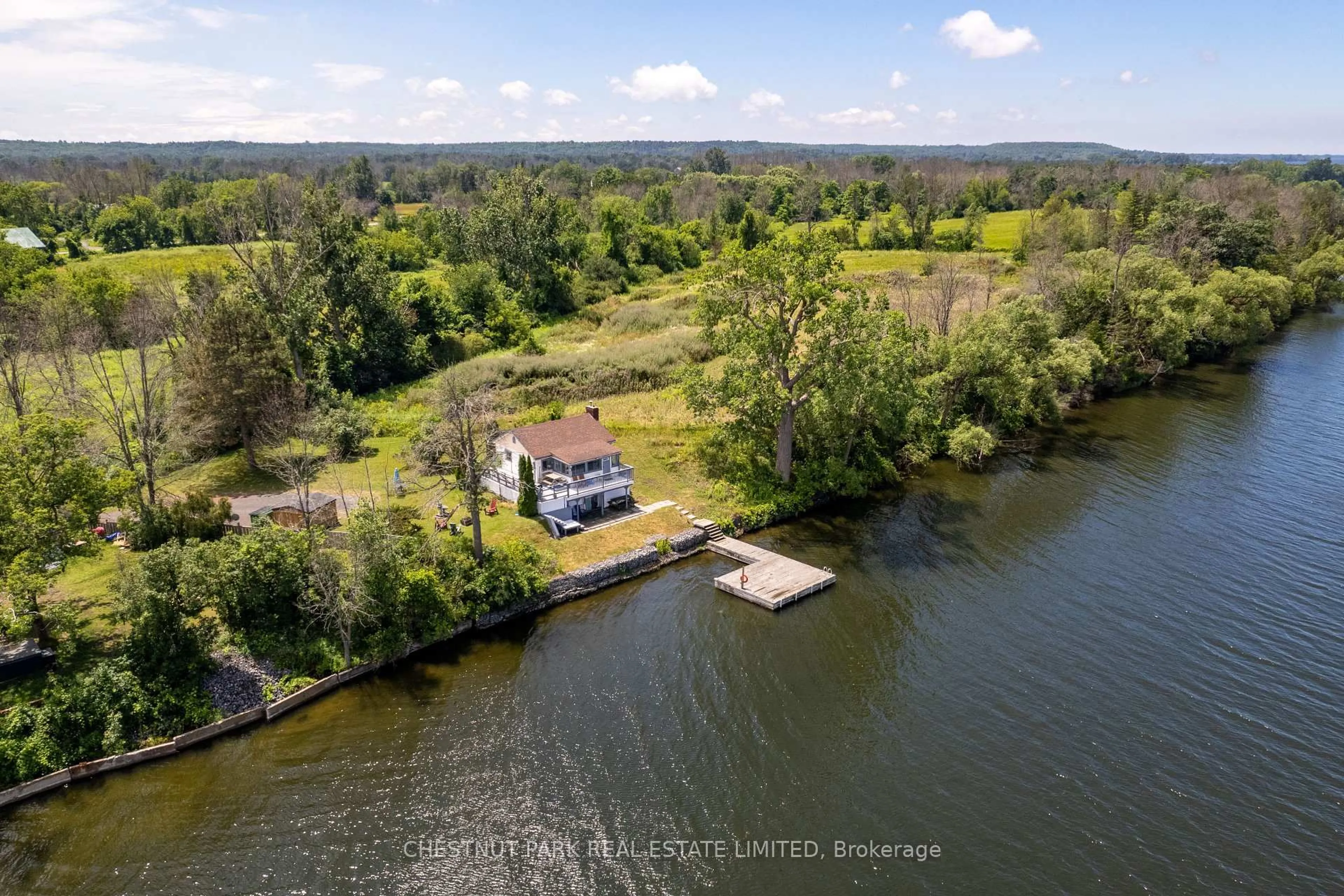 A pic from outside/outdoor area/front of a property/back of a property/a pic from drone, water/lake/river/ocean view for 35 Narrows Lane, Prince Edward County Ontario K0K 2T0