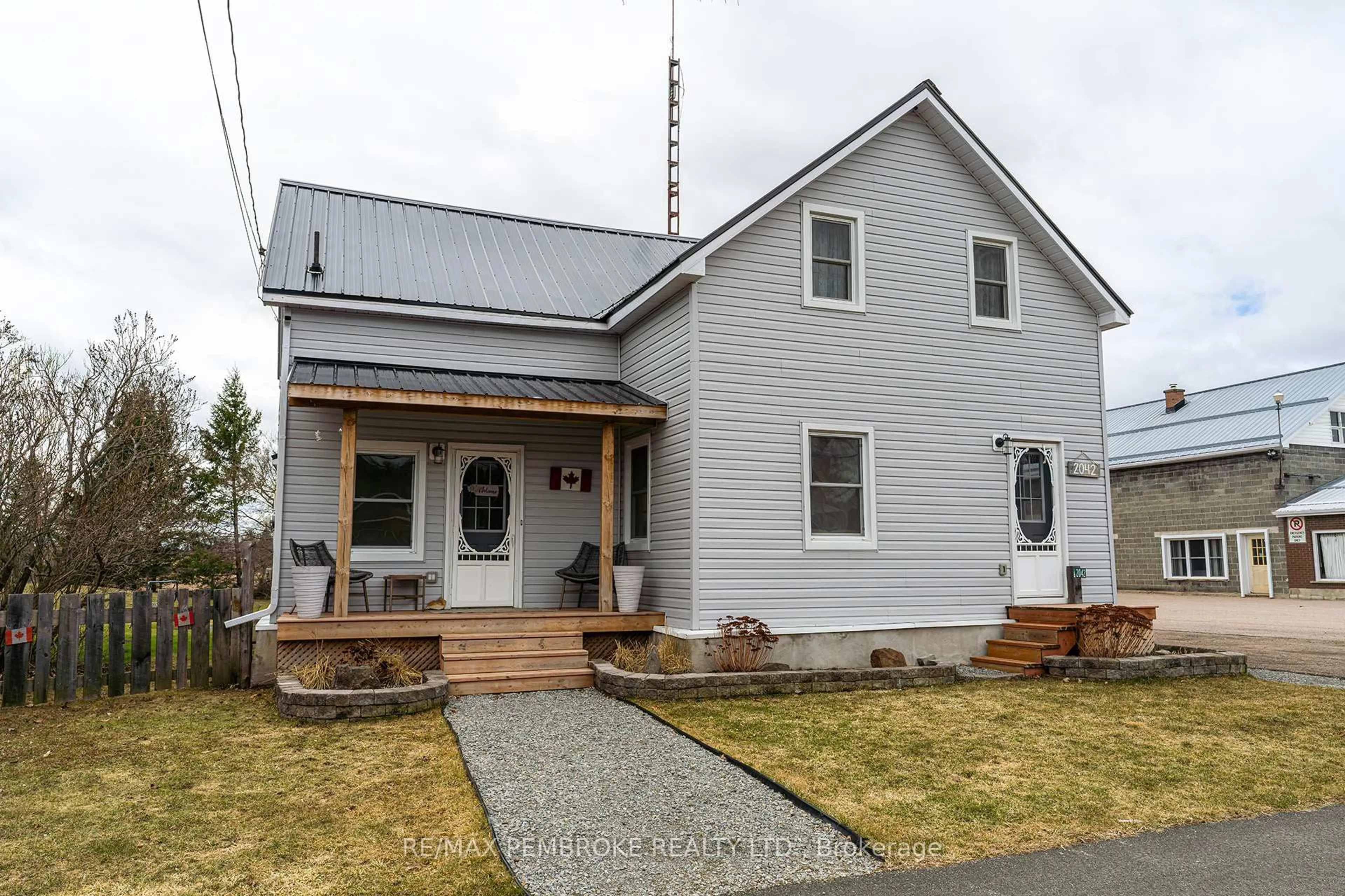 Home with vinyl exterior material, street for 2042 Foresters Falls Rd, Foresters Falls Ontario K0J 1V0