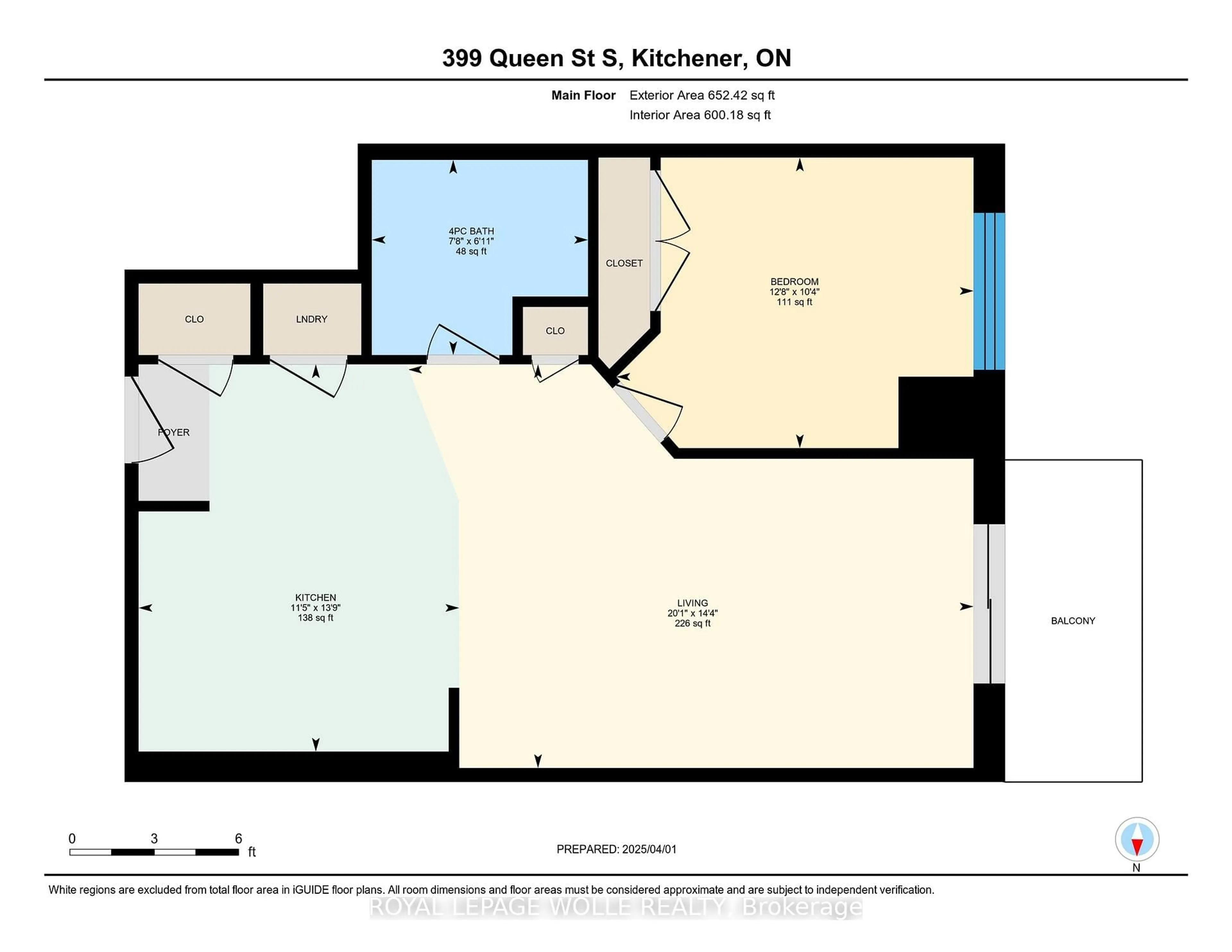 Floor plan for 399 Queen St #210, Kitchener Ontario N2G 0C4
