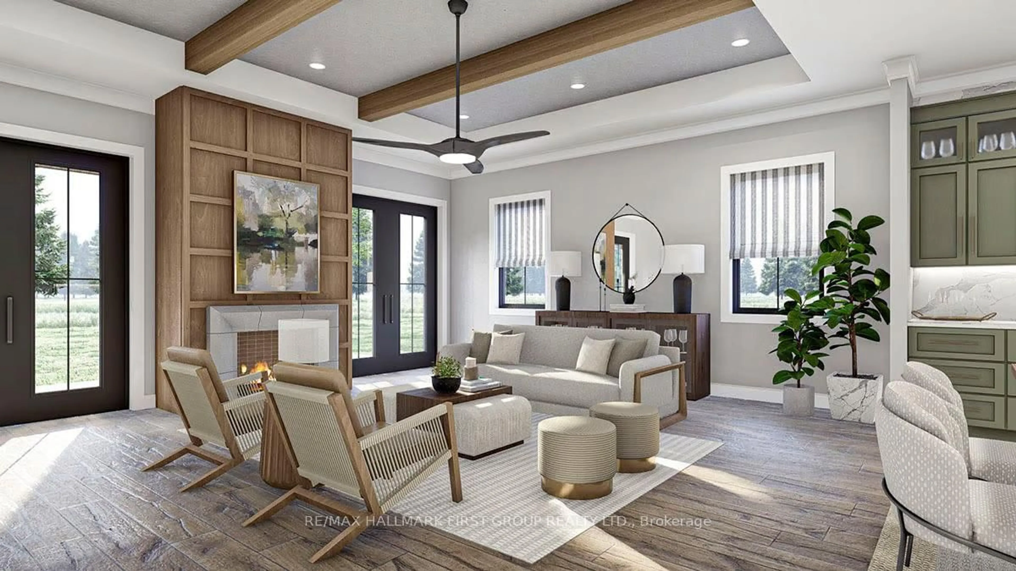Living room with furniture, wood/laminate floor for 19115 Loyalist Pkwy, Prince Edward County Ontario K0K 1T0
