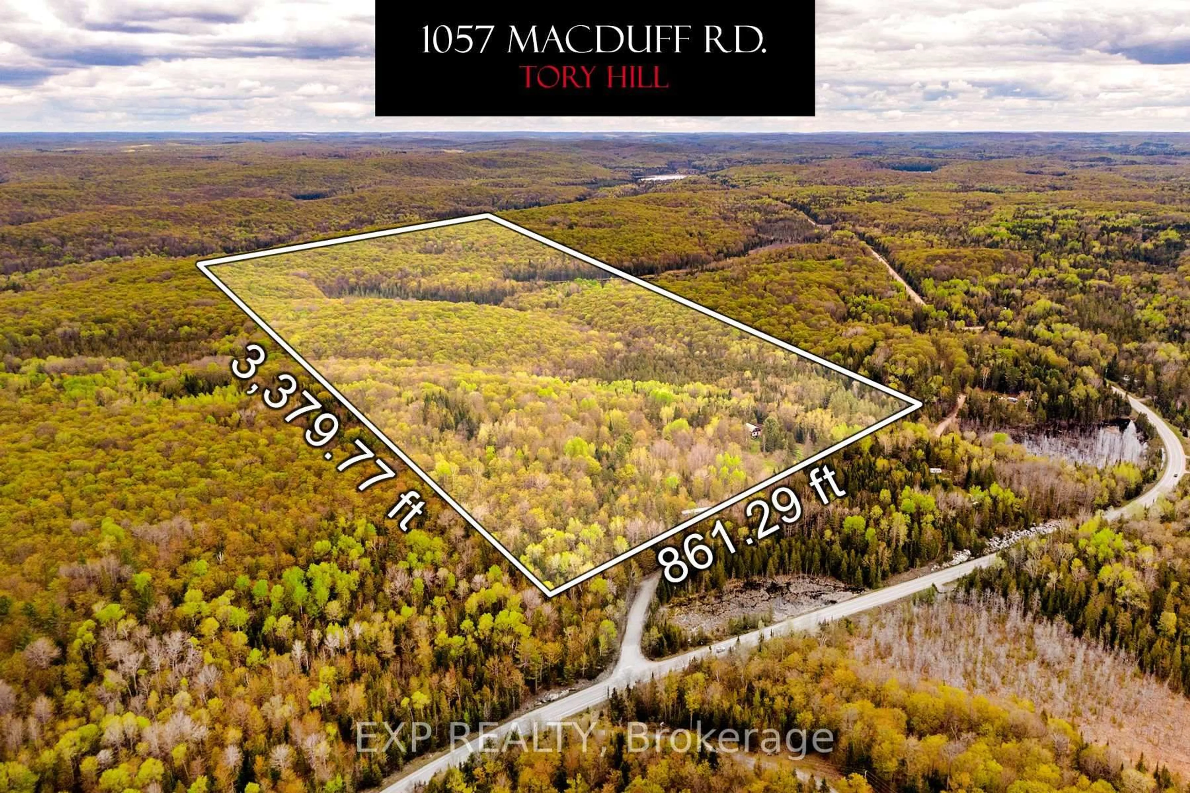 A pic from outside/outdoor area/front of a property/back of a property/a pic from drone, water/lake/river/ocean view for 1057 Macduff Rd, Highlands East Ontario K0L 2Y0