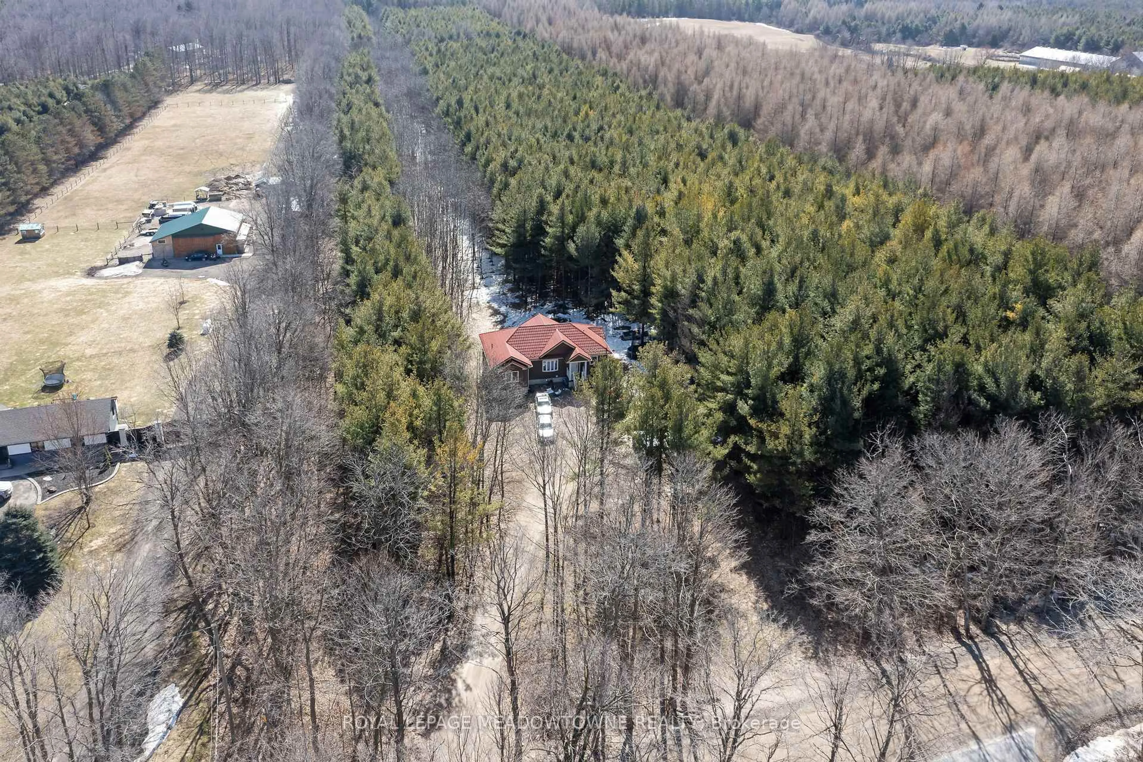 A pic from outside/outdoor area/front of a property/back of a property/a pic from drone, forest/trees view for 9341 Sideroad 9 N/A, Erin Ontario L7J 2L8