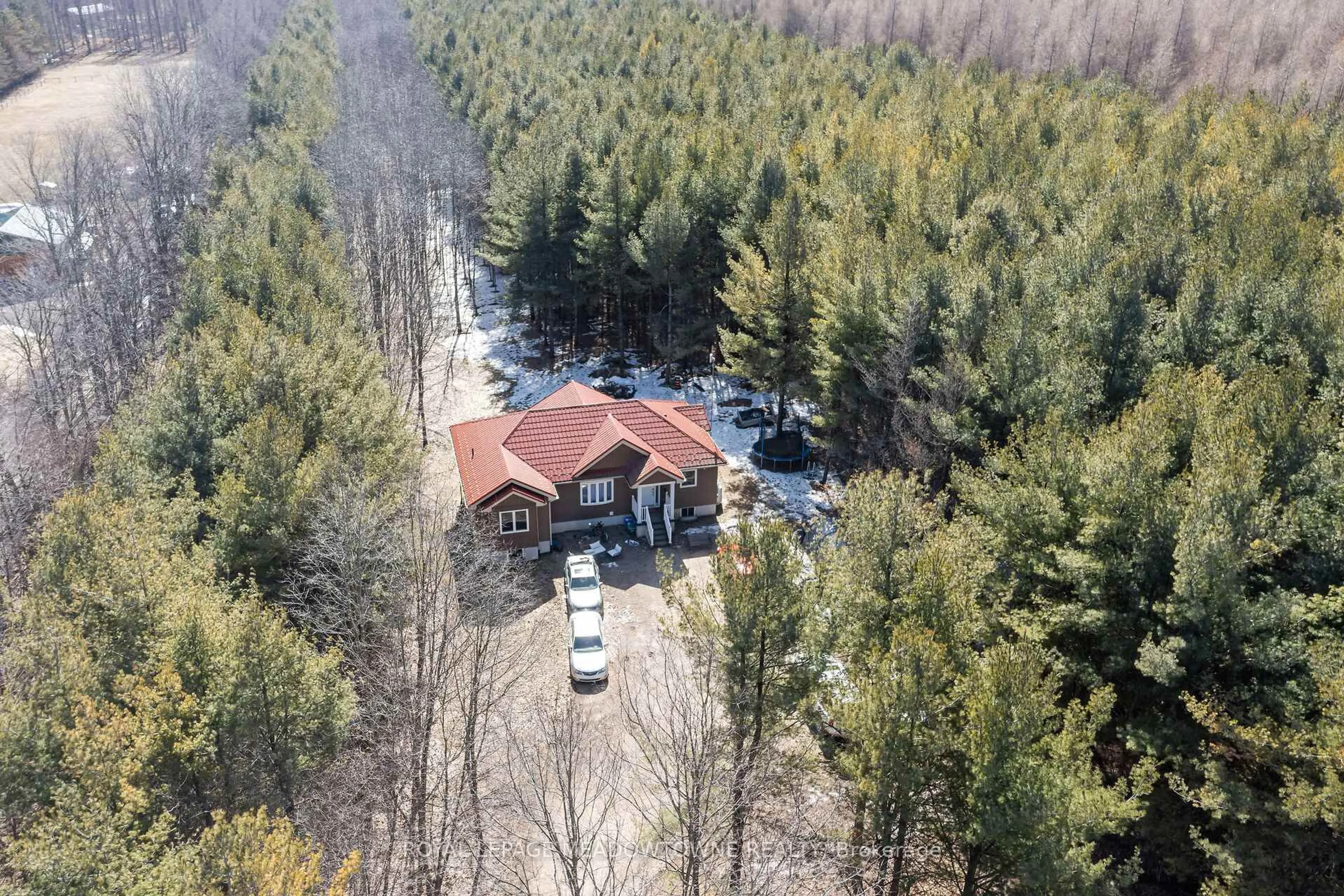 A pic from outside/outdoor area/front of a property/back of a property/a pic from drone, forest/trees view for 9341 Sideroad 9 N/A, Erin Ontario L7J 2L8