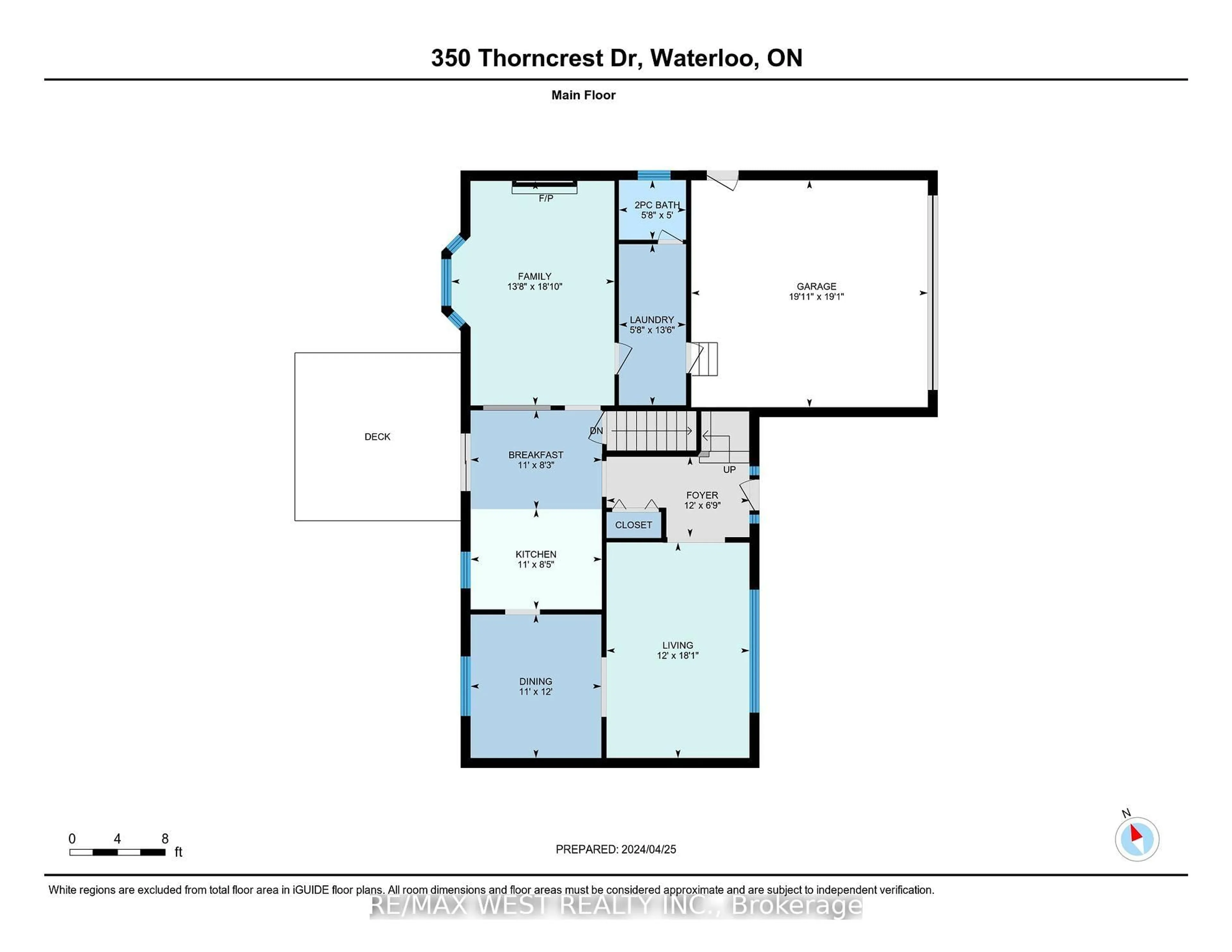 Floor plan for 350 Thorncrest Dr, Waterloo Ontario N2L 5R7