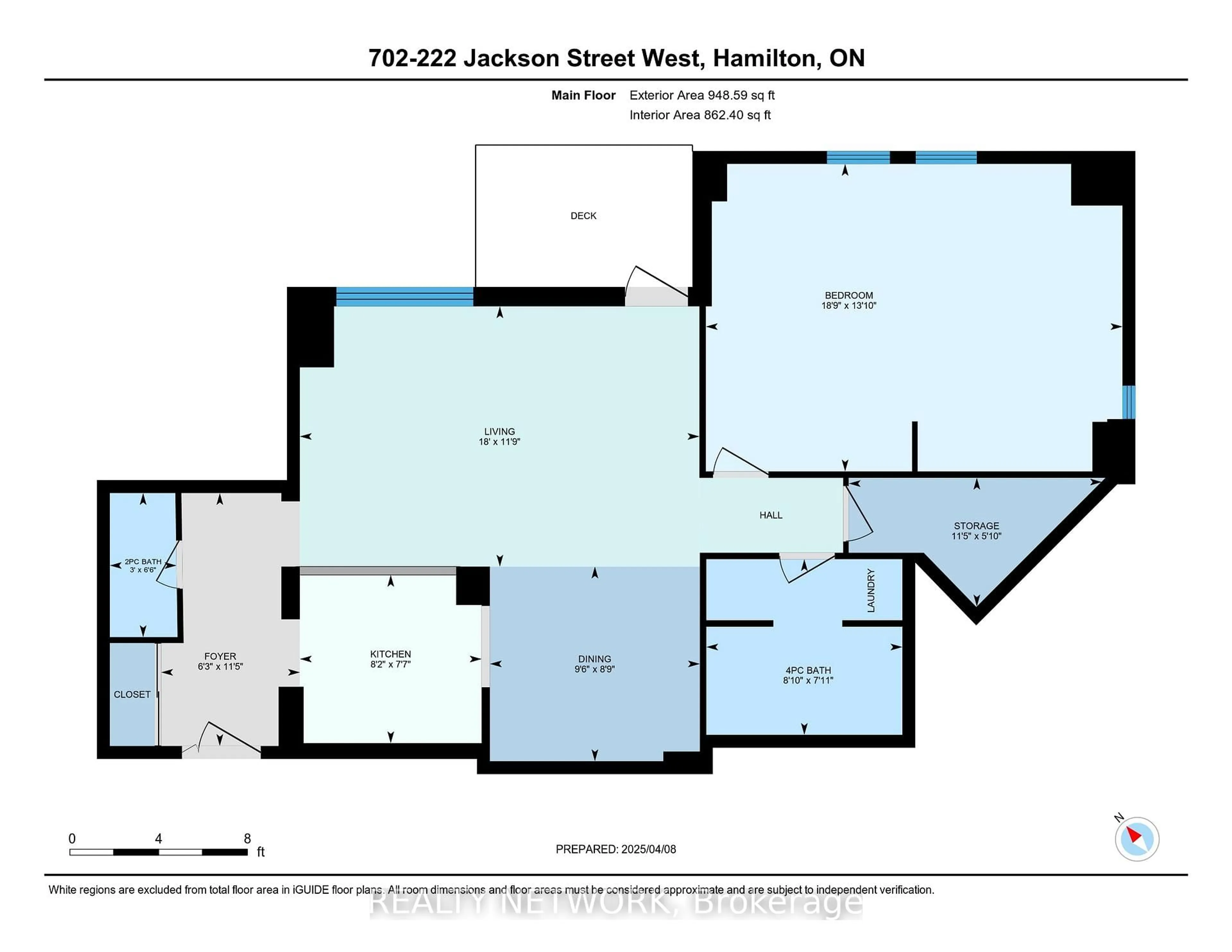 Floor plan for 222 Jackson St #702, Hamilton Ontario L8P 4S5