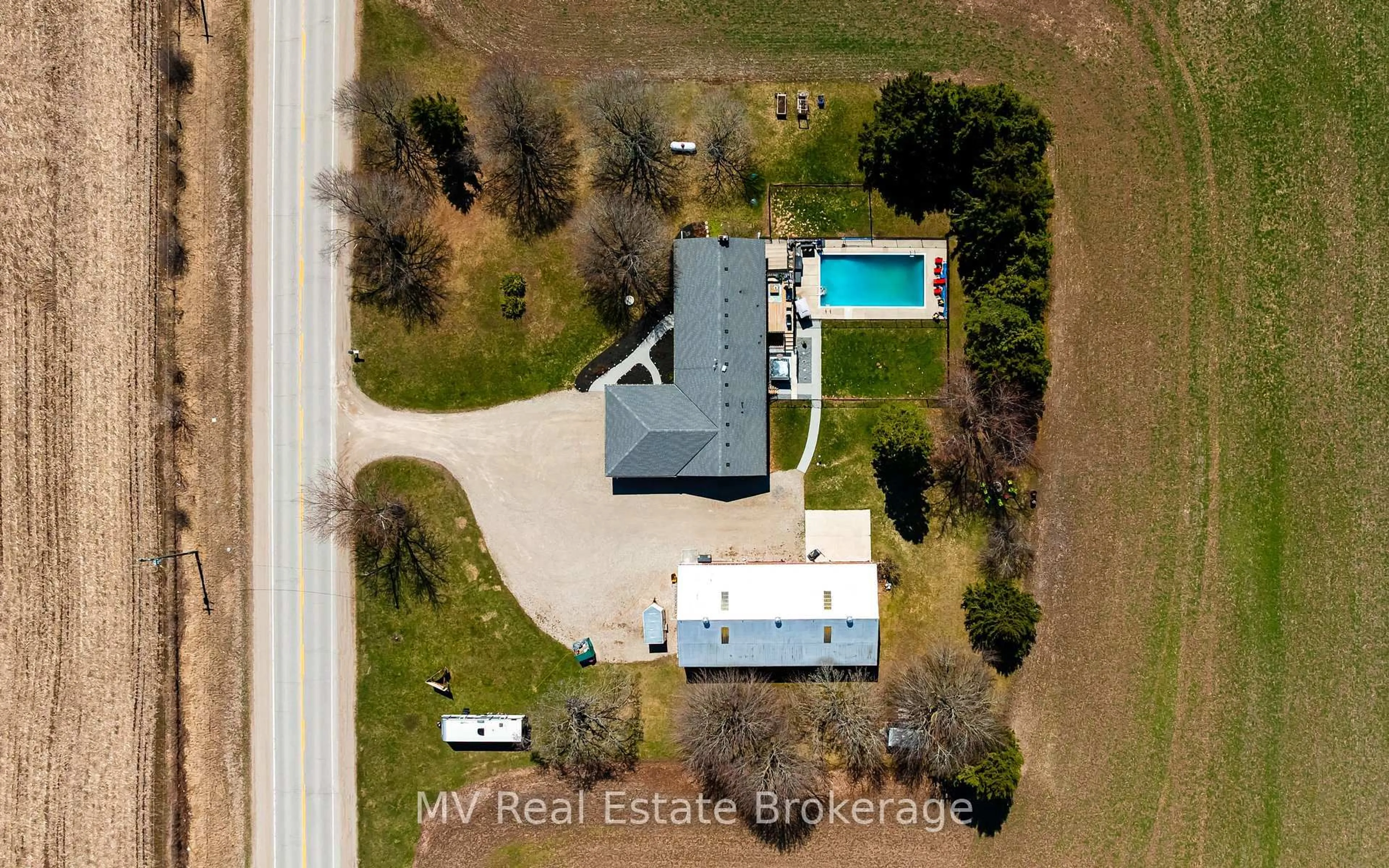 A pic from outside/outdoor area/front of a property/back of a property/a pic from drone, unknown for 8378 Wellington Road 22 N/A, Centre Wellington Ontario N0B 2K0
