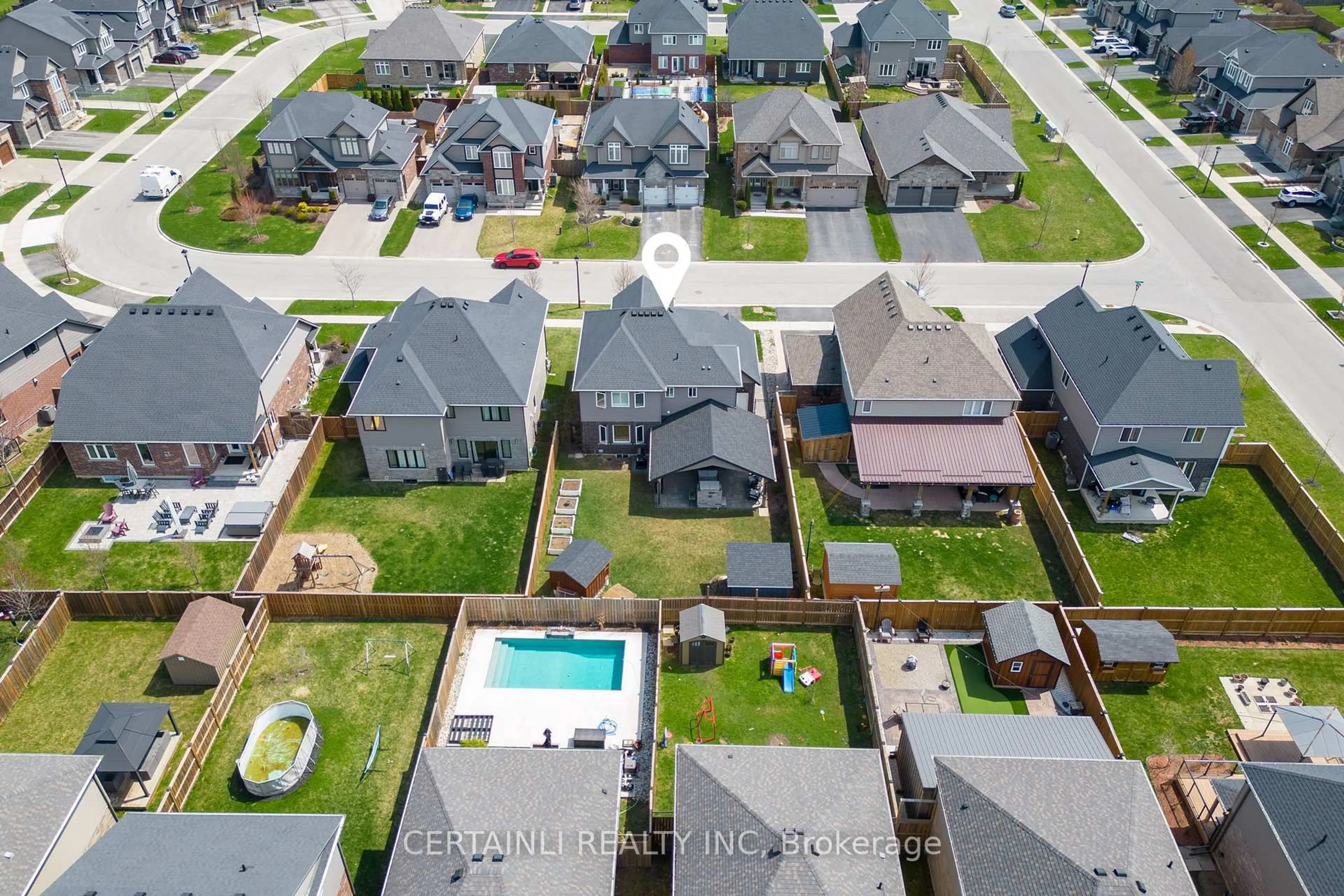 A pic from outside/outdoor area/front of a property/back of a property/a pic from drone, street for 16 Anderson Cres, Stratford Ontario N5A 3S5