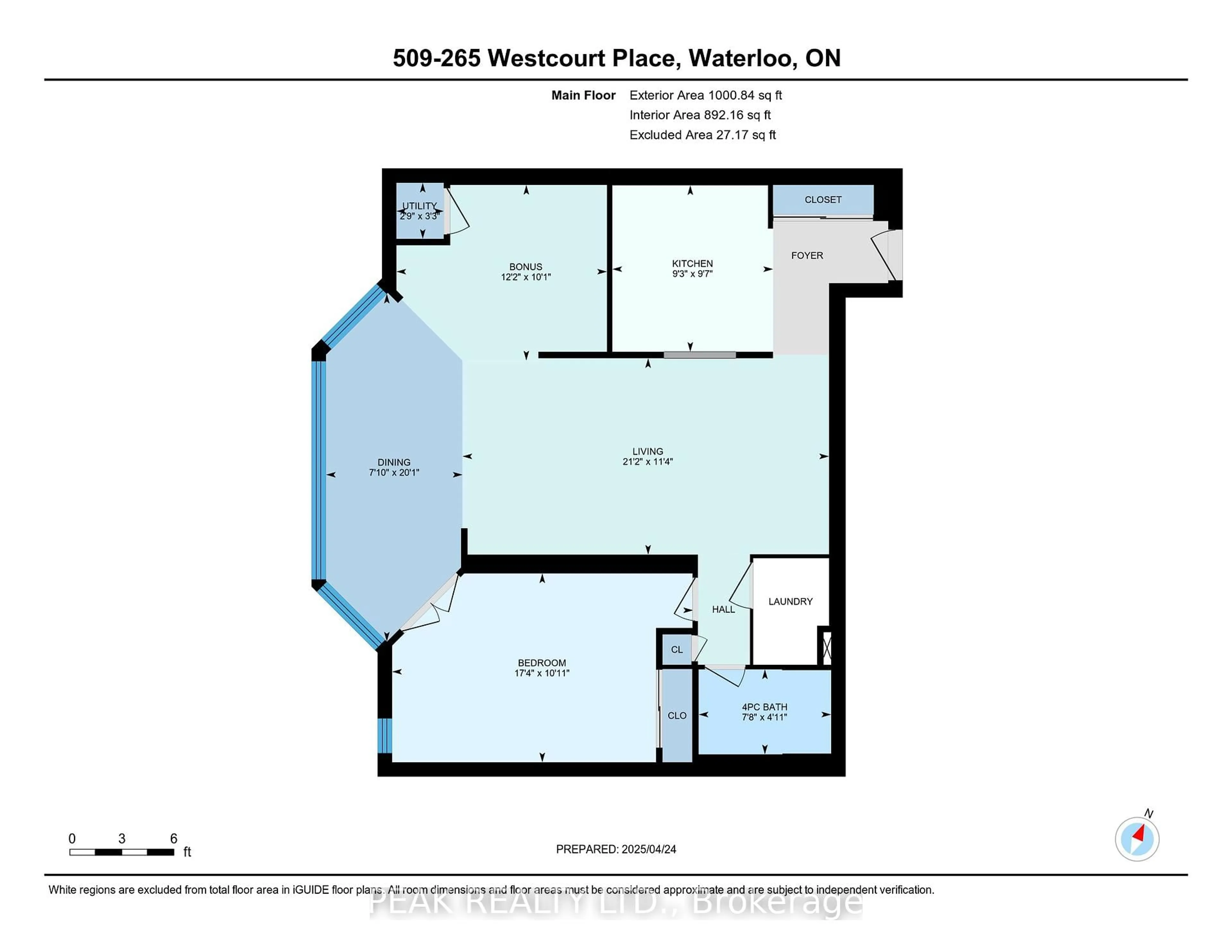 Floor plan for 265 Westcourt Pl #509, Waterloo Ontario N2L 6E4