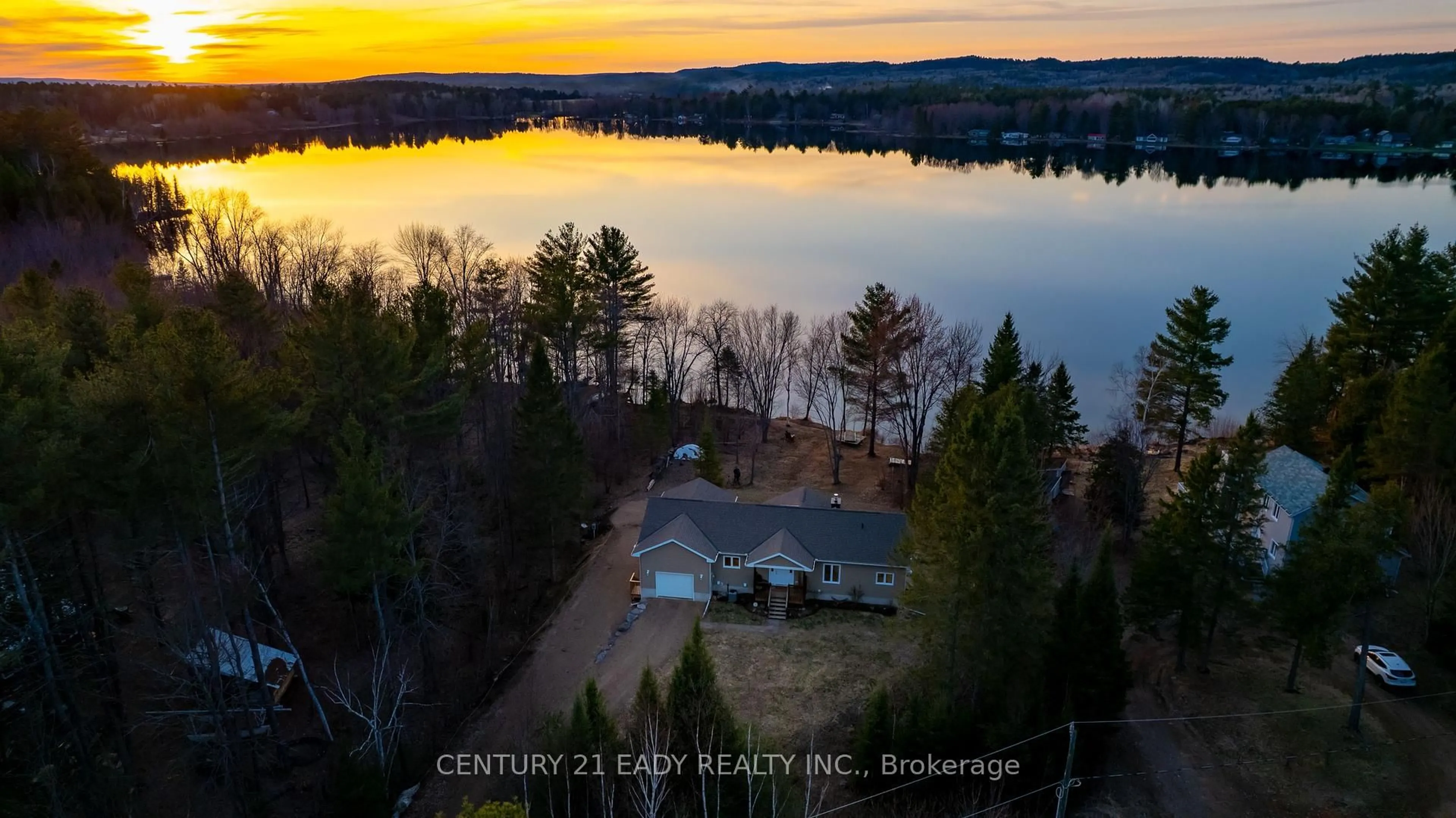 A pic from outside/outdoor area/front of a property/back of a property/a pic from drone, water/lake/river/ocean view for 91 Muskie Lane, Golden Lake Ontario K0J 1X0