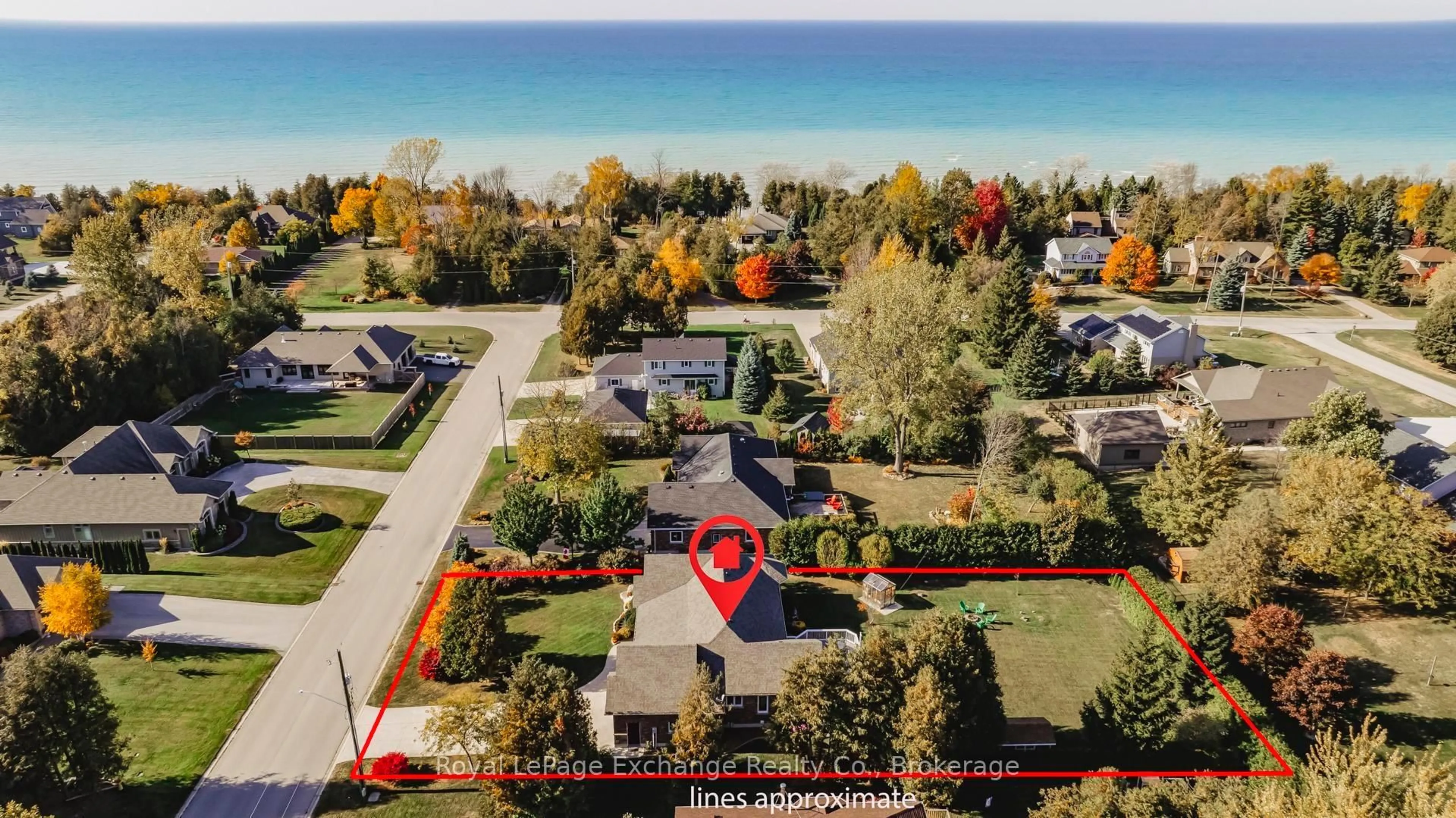 A pic from outside/outdoor area/front of a property/back of a property/a pic from drone, water/lake/river/ocean view for 38 Snobelen Tr, Huron-Kinloss Ontario N2Z 0C4