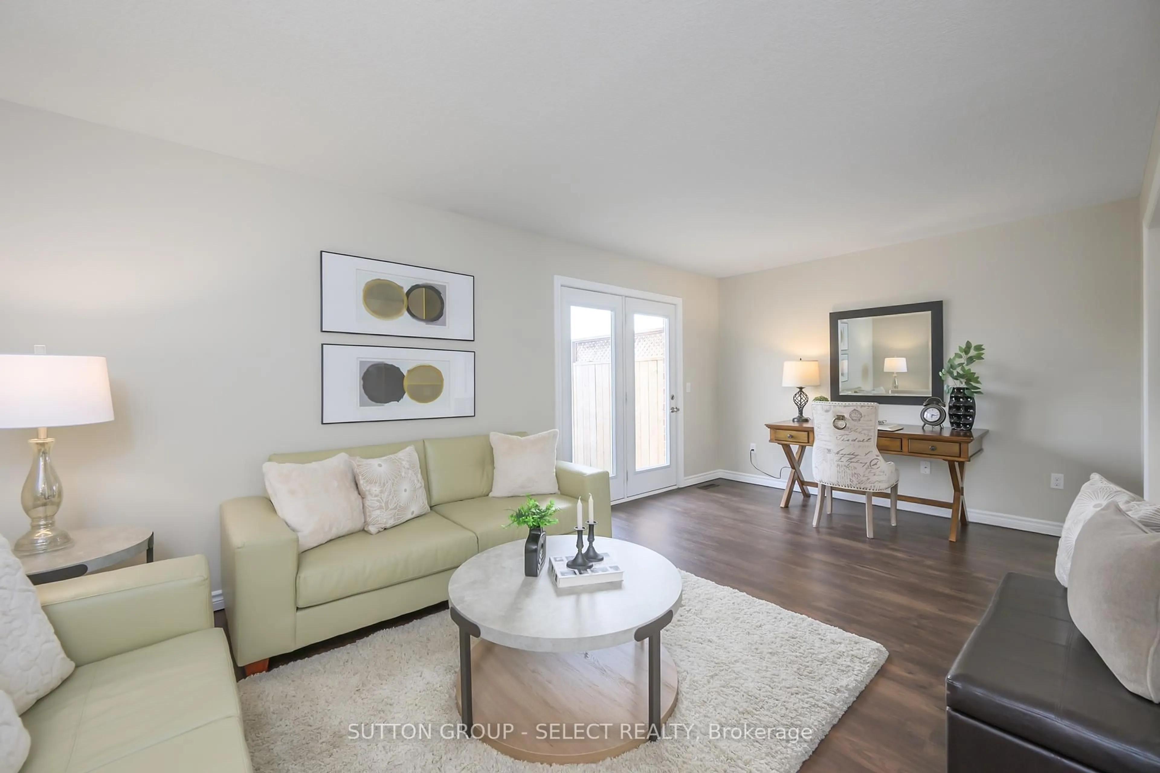 Living room with furniture, wood/laminate floor for 1010 Fanshawe Park Rd #75, London North Ontario N5X 0K9