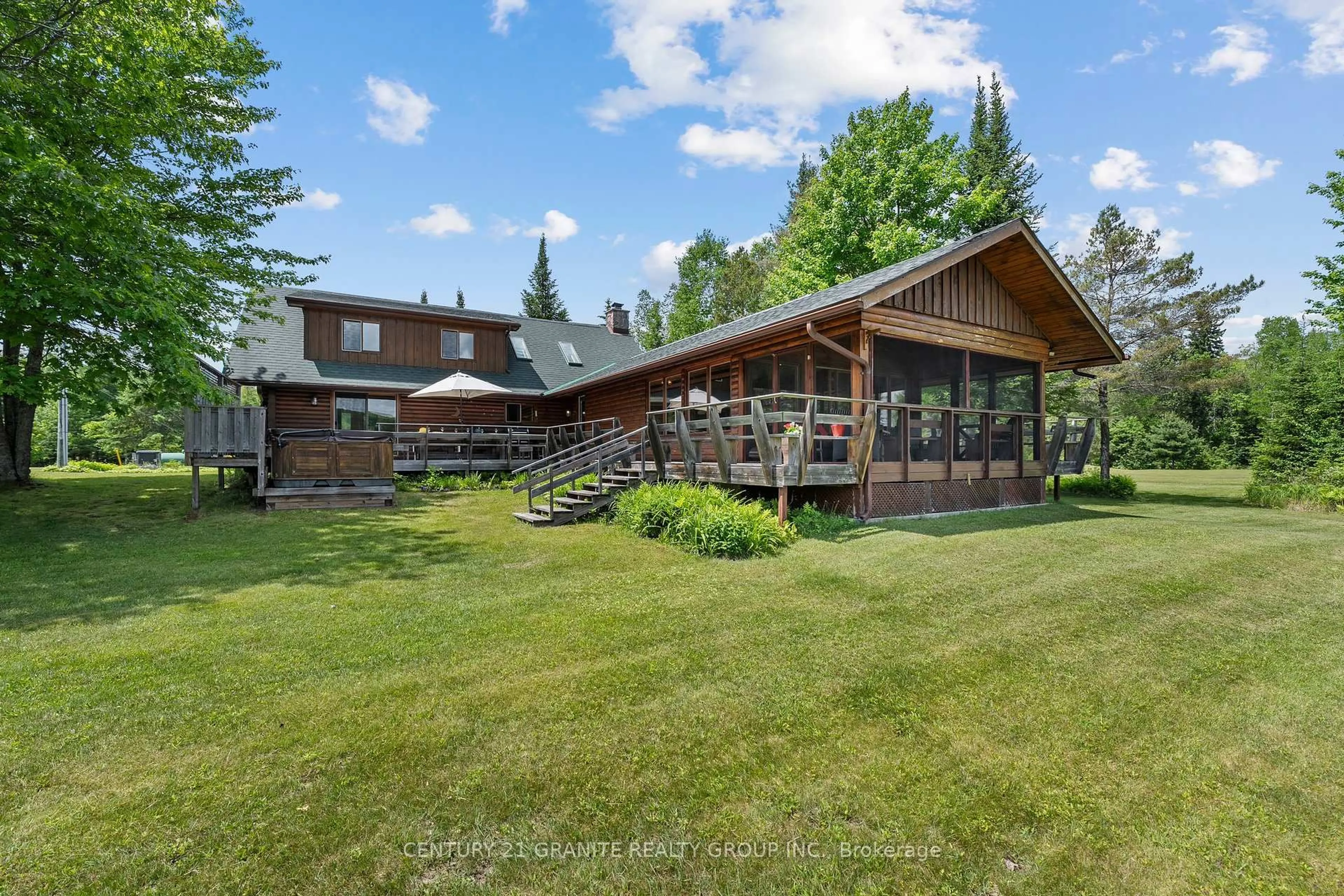 Patio, mountain view for 3493 South Baptiste Lake Rd, Highlands East Ontario K0L 2A0