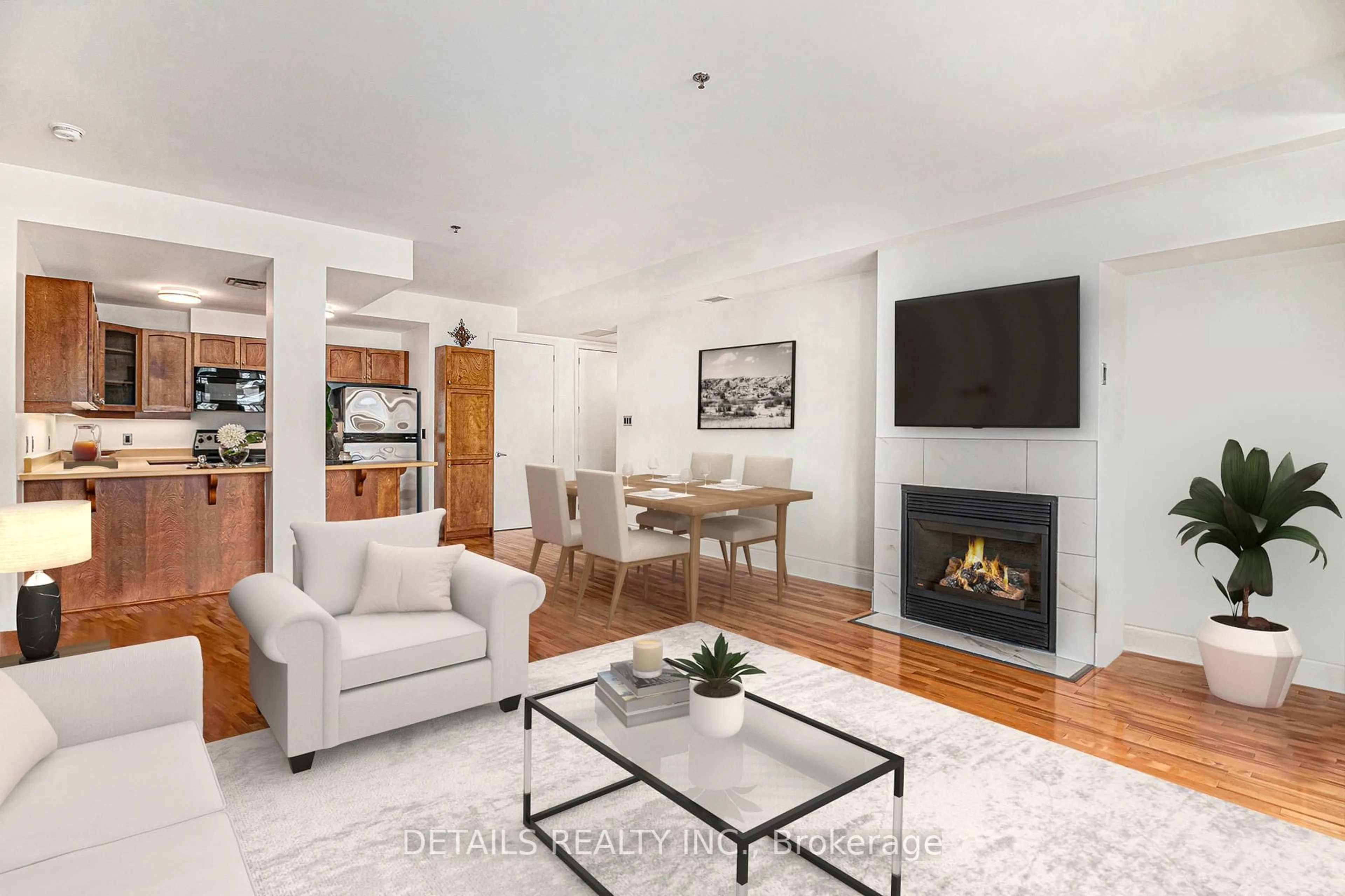 Living room with furniture, wood/laminate floor for 400 Mcleod St #201, Ottawa Ontario K2P 1A6