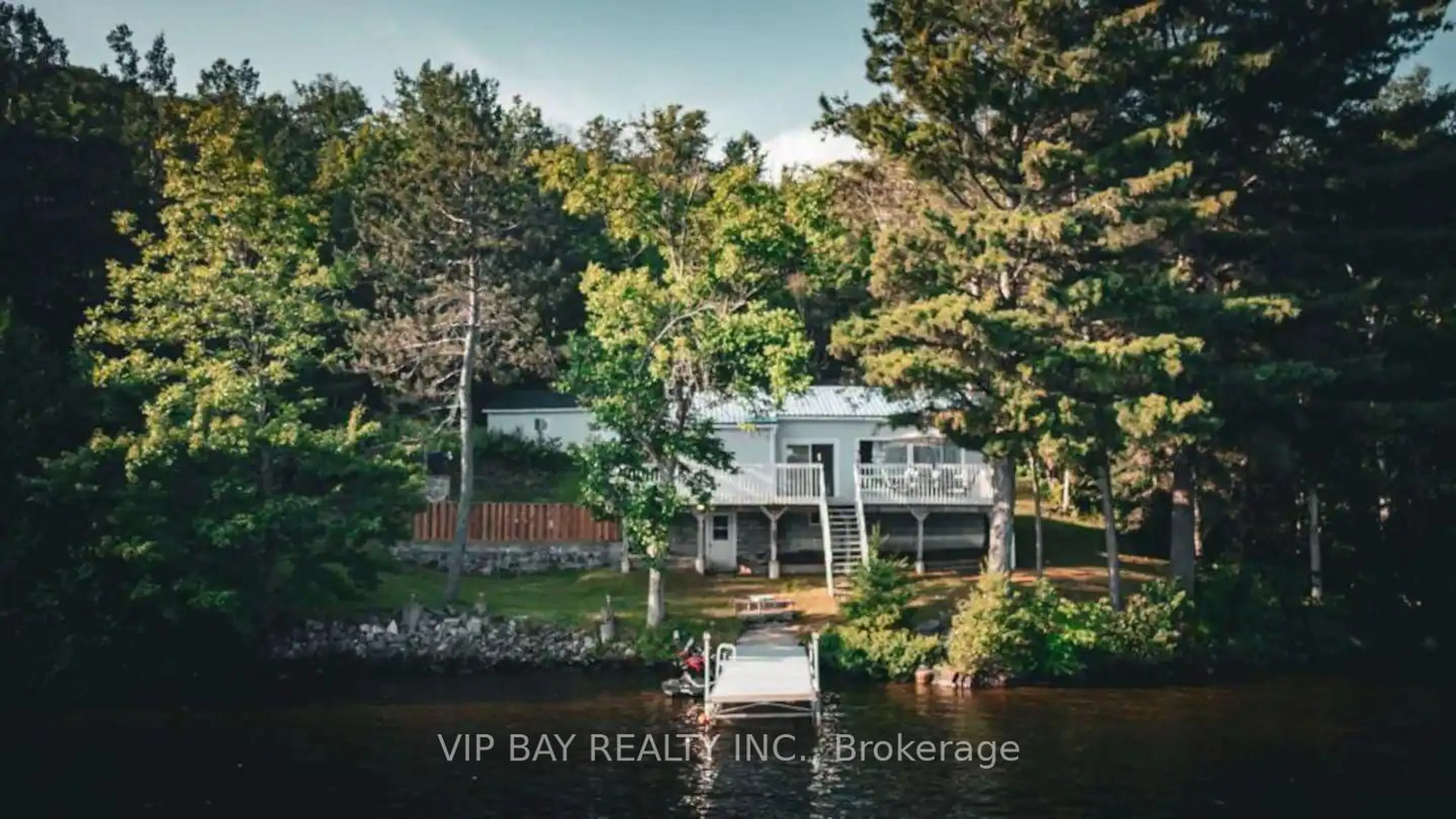 A pic from outside/outdoor area/front of a property/back of a property/a pic from drone, water/lake/river/ocean view for 1421 Northshore Rd, North Bay Ontario P1B 5B9