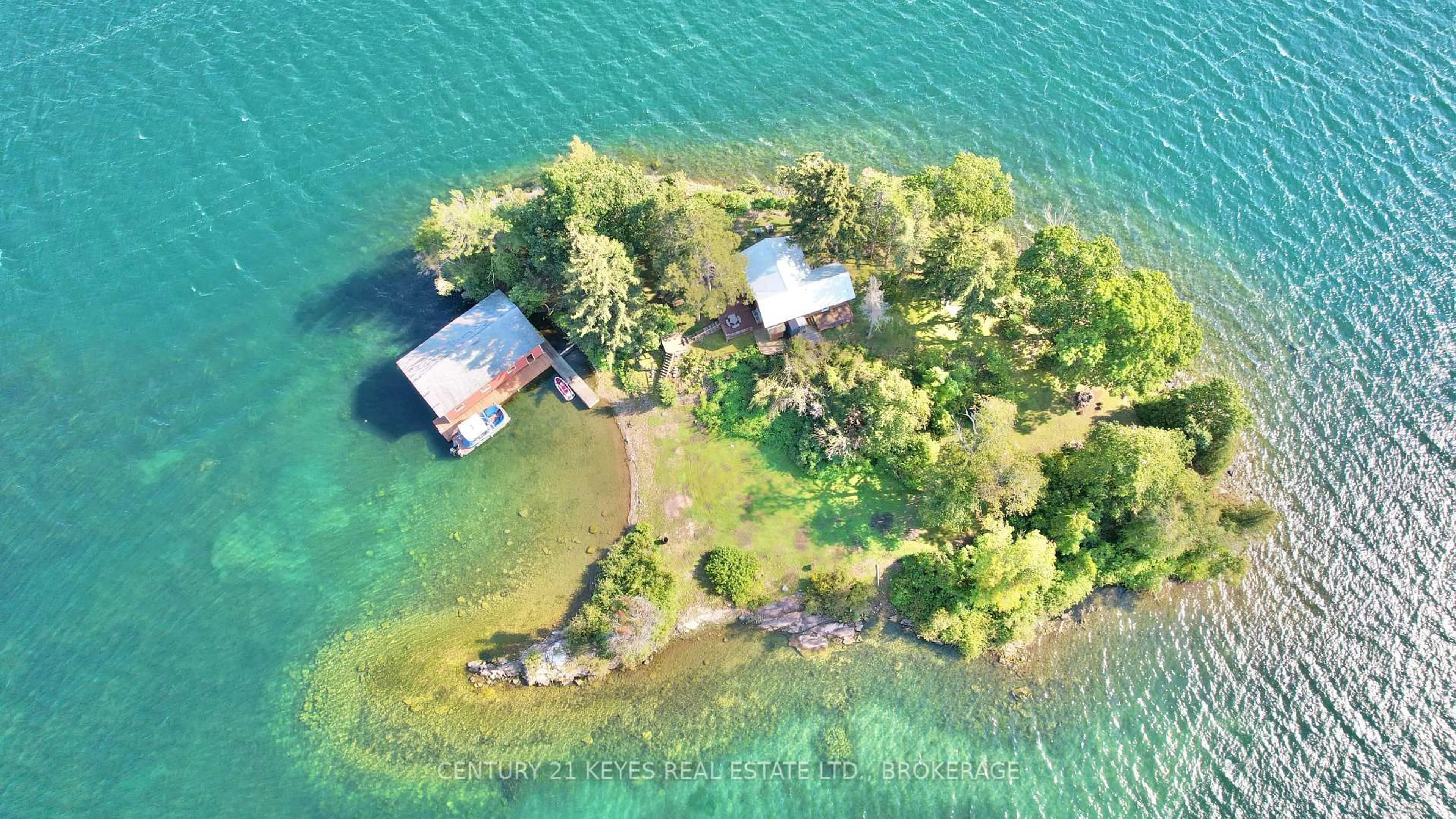 A pic from outside/outdoor area/front of a property/back of a property/a pic from drone, water/lake/river/ocean view for 1 O'CONOR Island, Lansdowne Ontario K0E 1L0