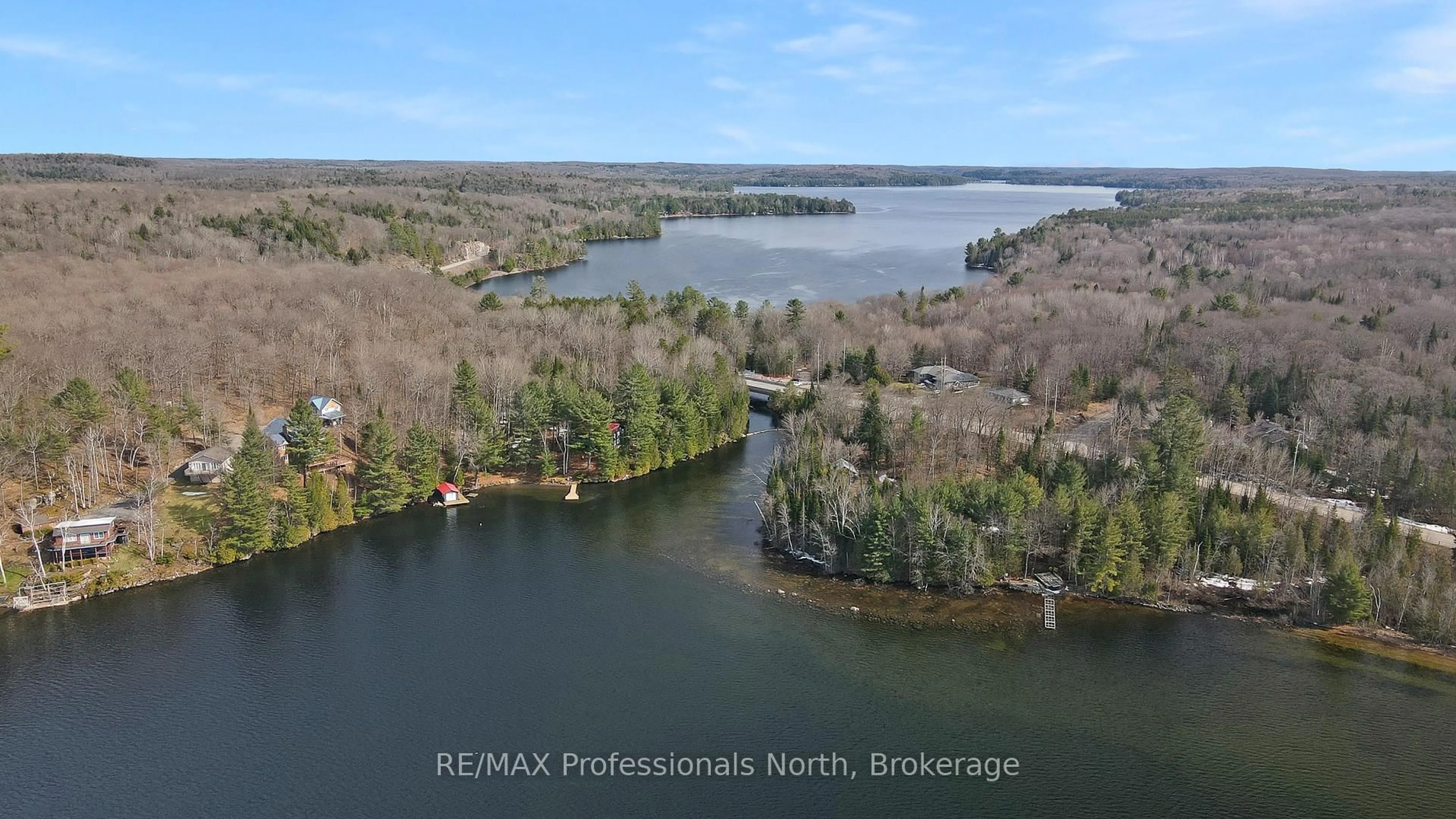 A pic from outside/outdoor area/front of a property/back of a property/a pic from drone, water/lake/river/ocean view for 1008 Cherokee Tr, Algonquin Highlands Ontario P1H 0K1