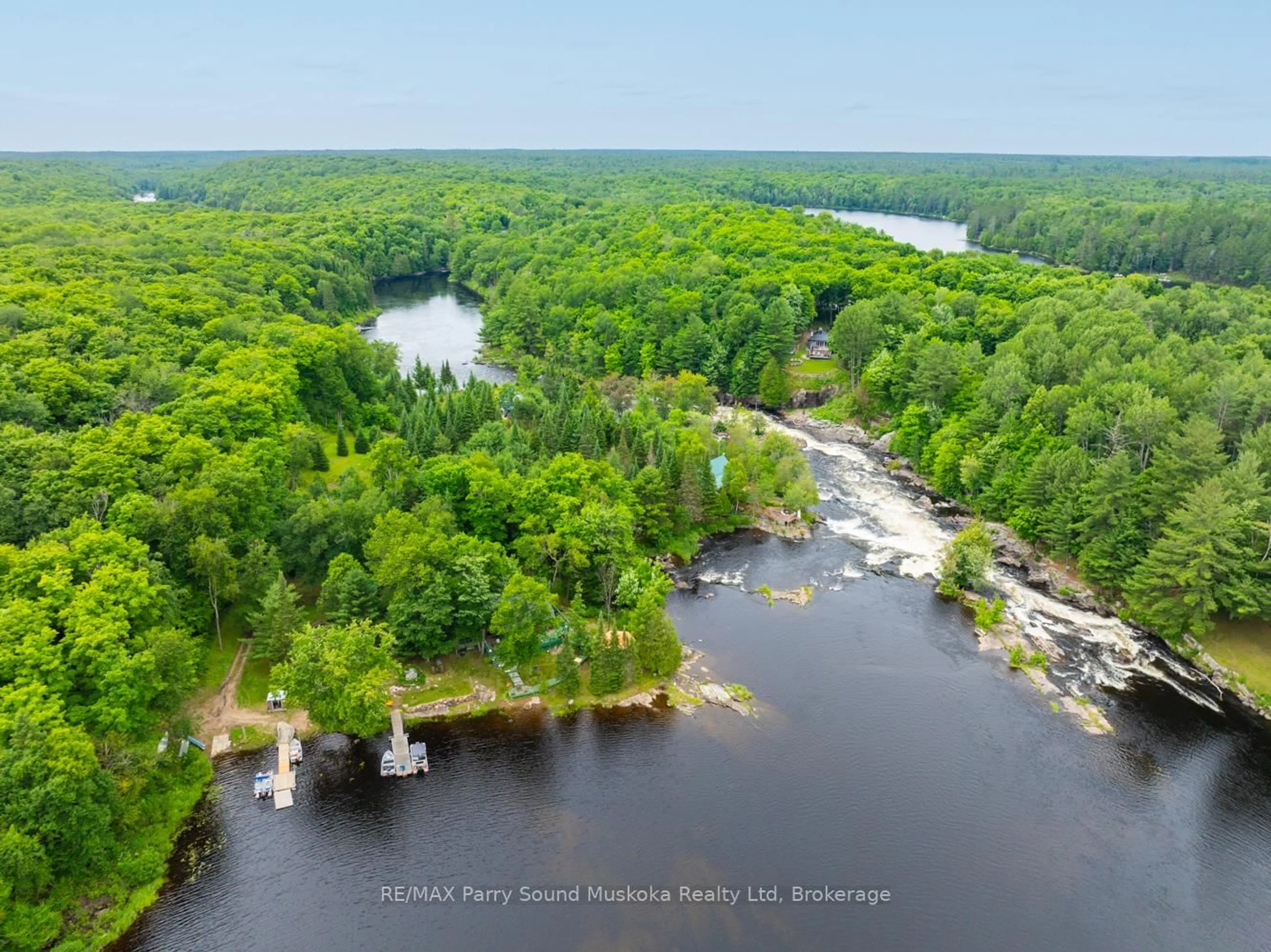 A pic from outside/outdoor area/front of a property/back of a property/a pic from drone, water/lake/river/ocean view for 16 B MAGNET Rd, Magnetawan Ontario P0A 1P0
