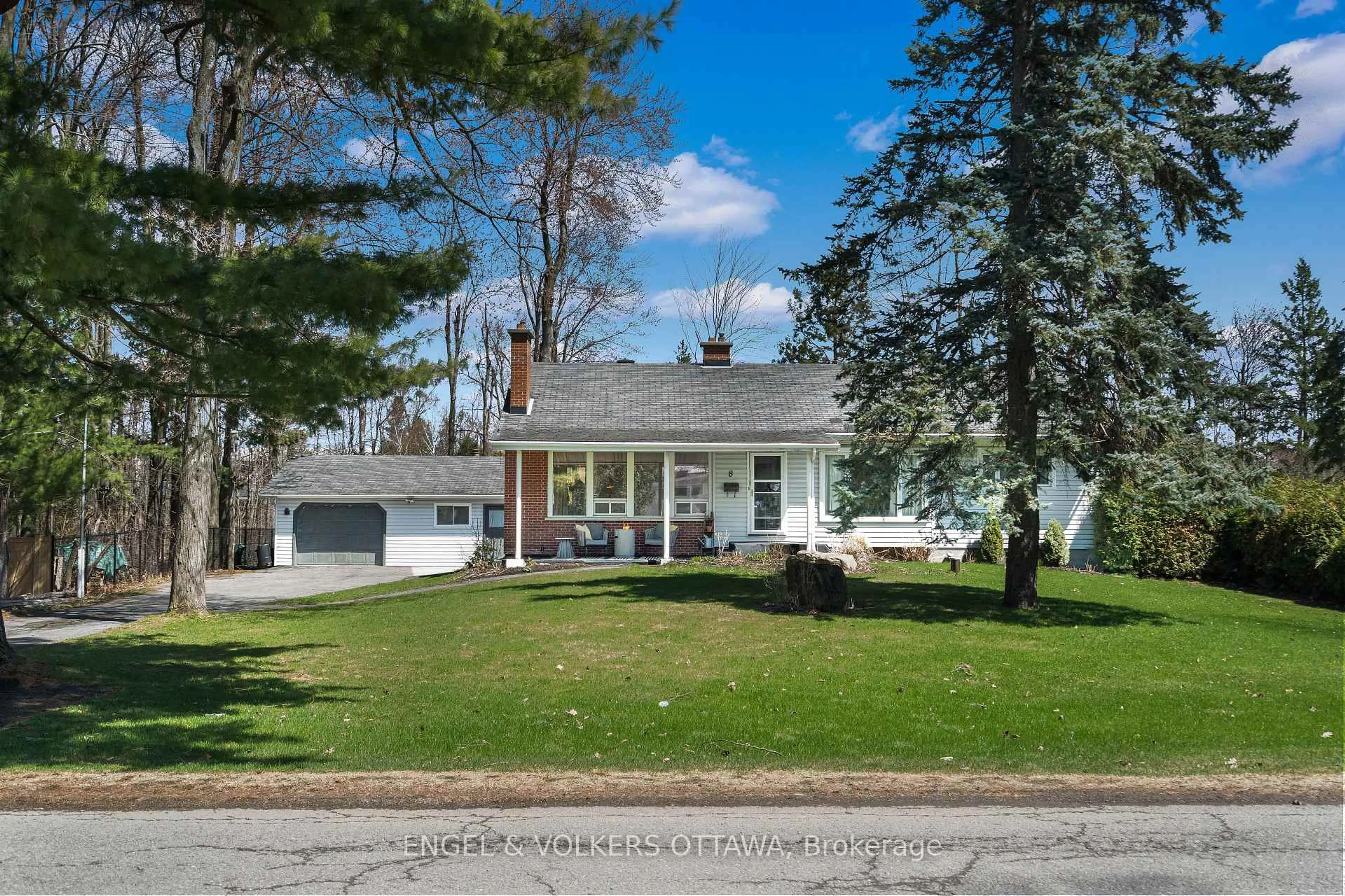 Home with vinyl exterior material, street for 8 Pineglen Cres, Ottawa Ontario K2E 6X7