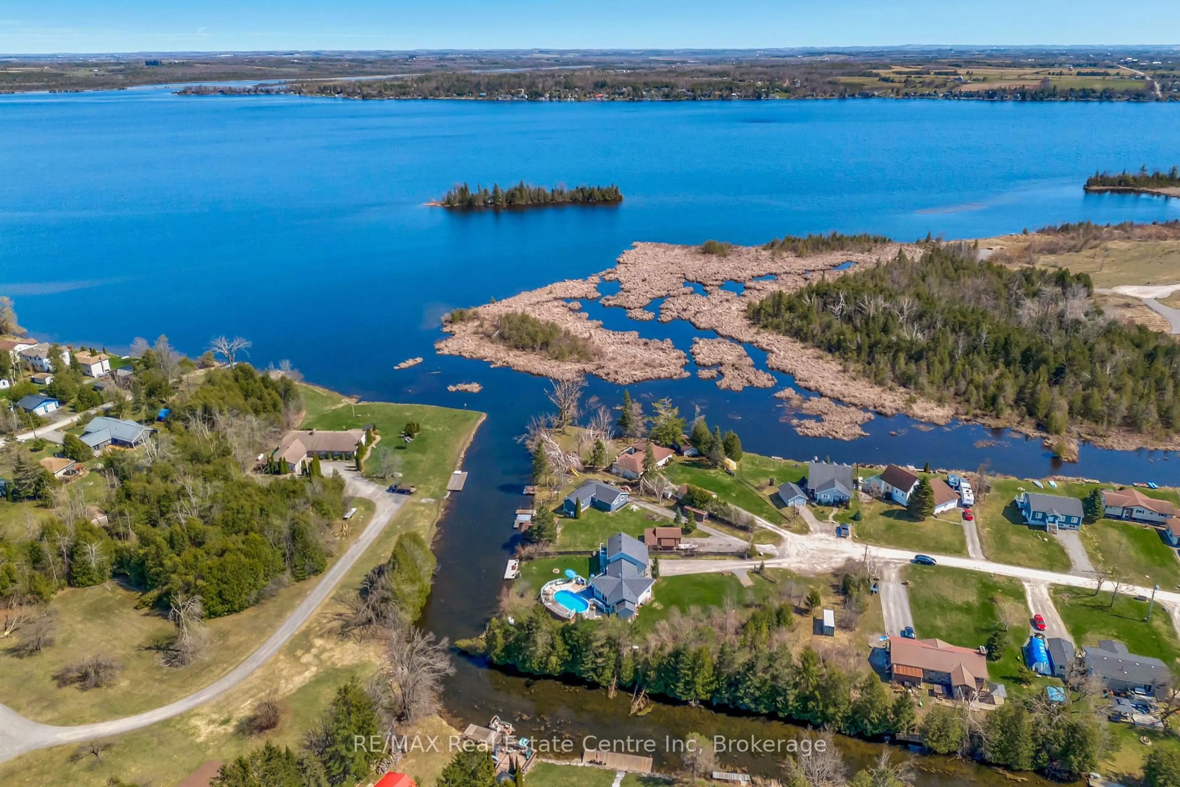 A pic from outside/outdoor area/front of a property/back of a property/a pic from drone, water/lake/river/ocean view for 33 Totten Dr, Kawartha Lakes Ontario K0M 1N0