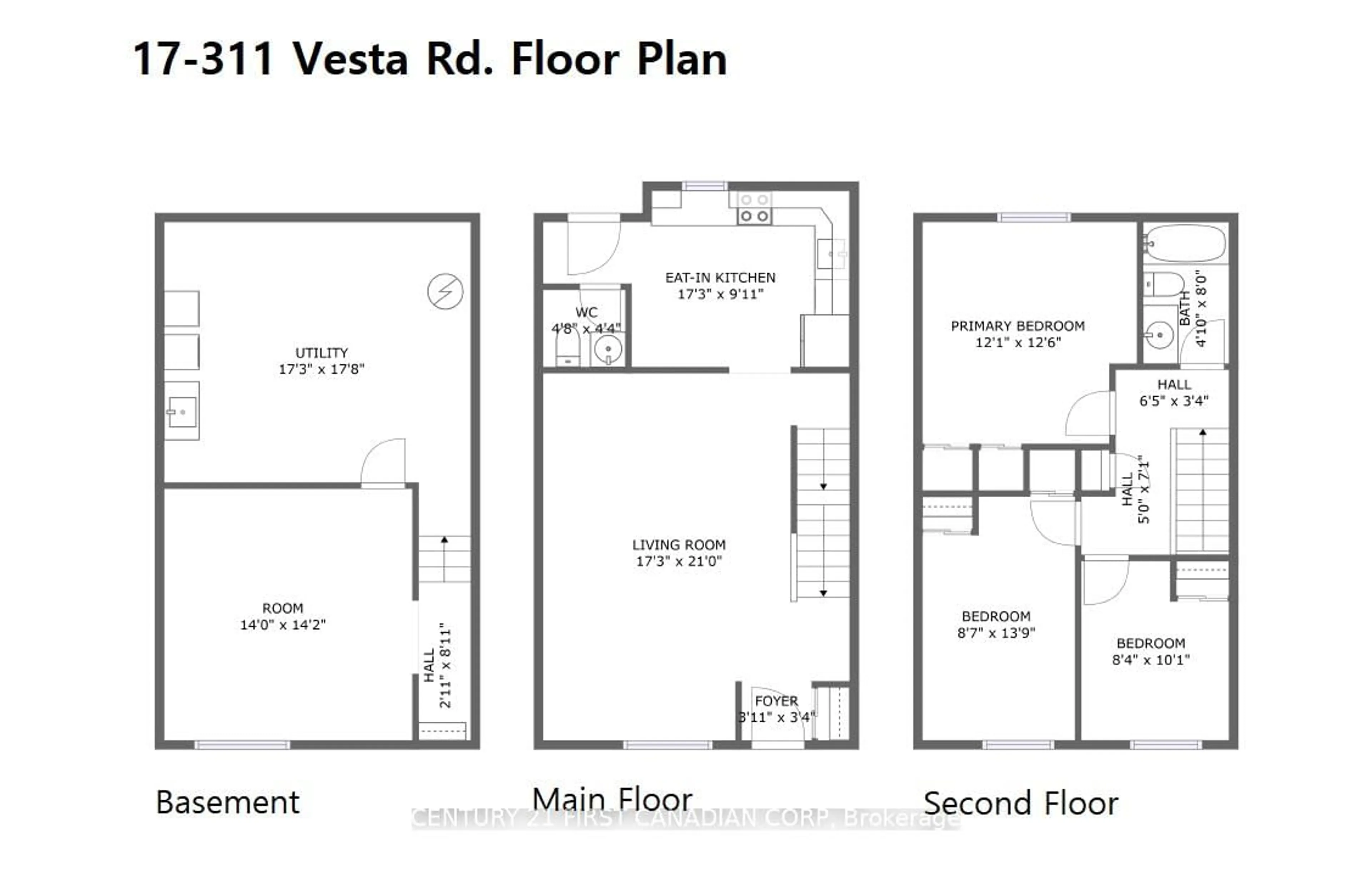 Floor plan for 311 Vesta Rd #17, London Ontario N5Y 5H9