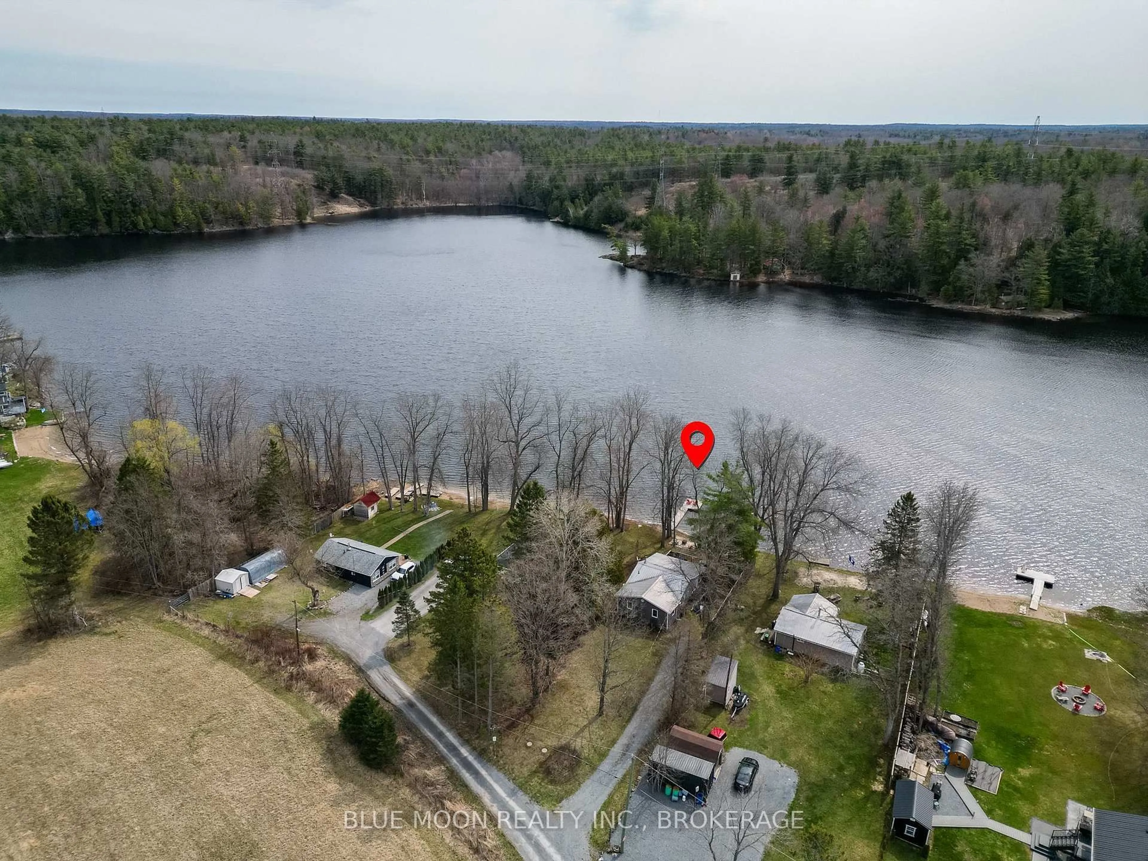 A pic from outside/outdoor area/front of a property/back of a property/a pic from drone, water/lake/river/ocean view for 1058 Memory Lane, Verona Ontario K0H 2W0
