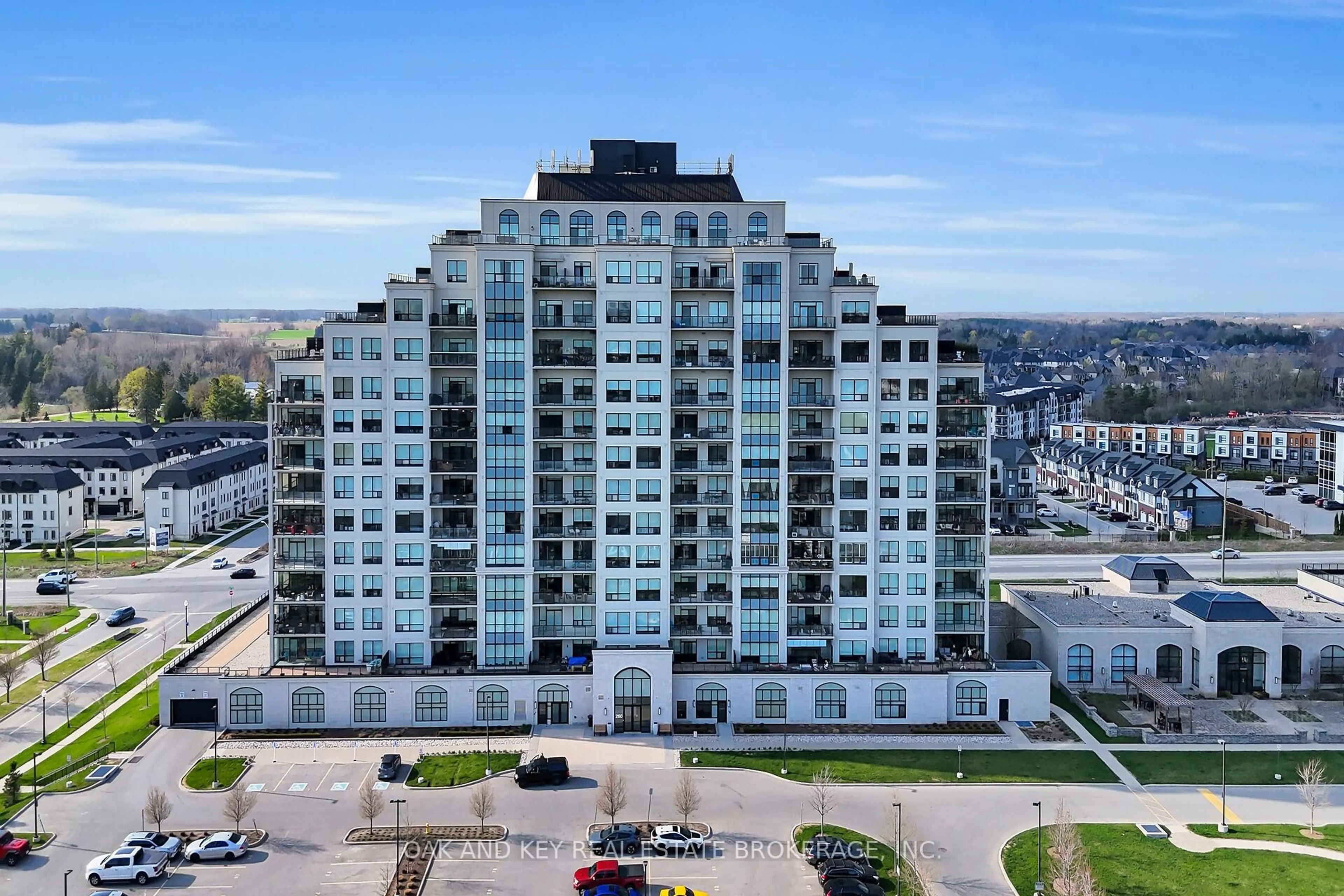 A pic from outside/outdoor area/front of a property/back of a property/a pic from drone, city buildings view from balcony for 260 Villagewalk Blvd #310, London North Ontario N6G 0W6