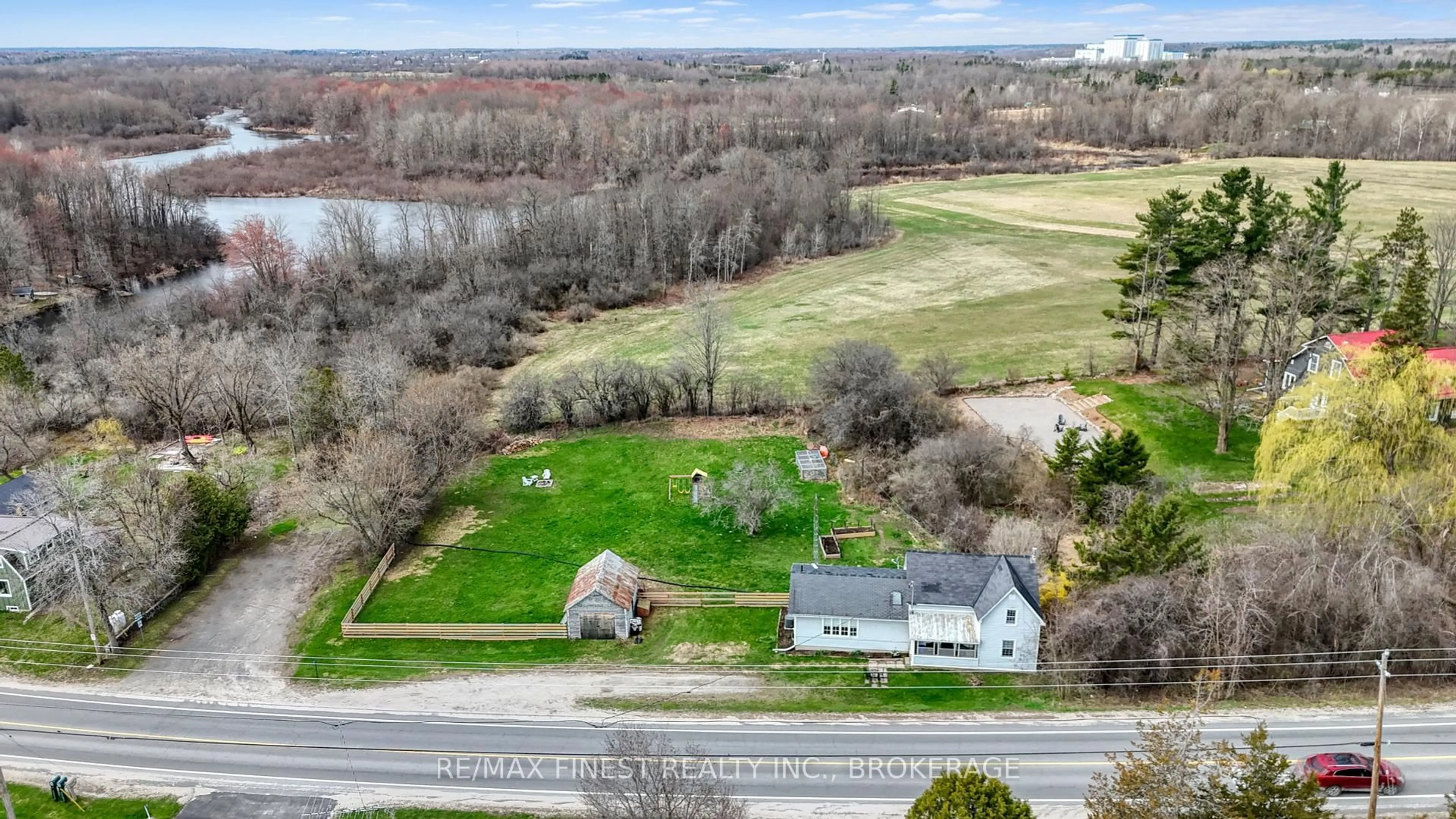 A pic from outside/outdoor area/front of a property/back of a property/a pic from drone, water/lake/river/ocean view for 541 Glen Tay Rd, Perth Ontario K7H 3C6
