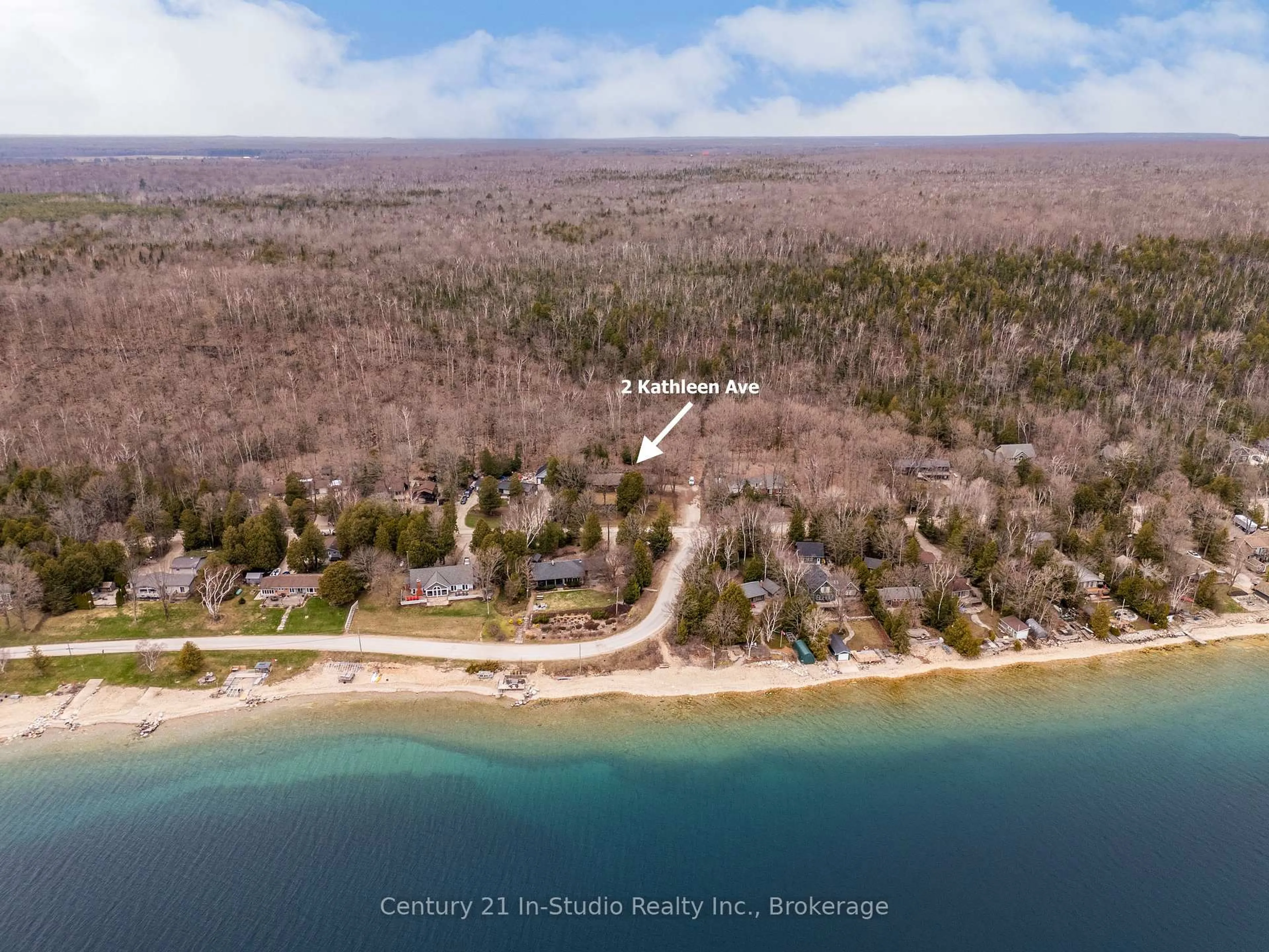 A pic from outside/outdoor area/front of a property/back of a property/a pic from drone, water/lake/river/ocean view for 2 Kathleen Ave, South Bruce Peninsula Ontario N0H 2T0