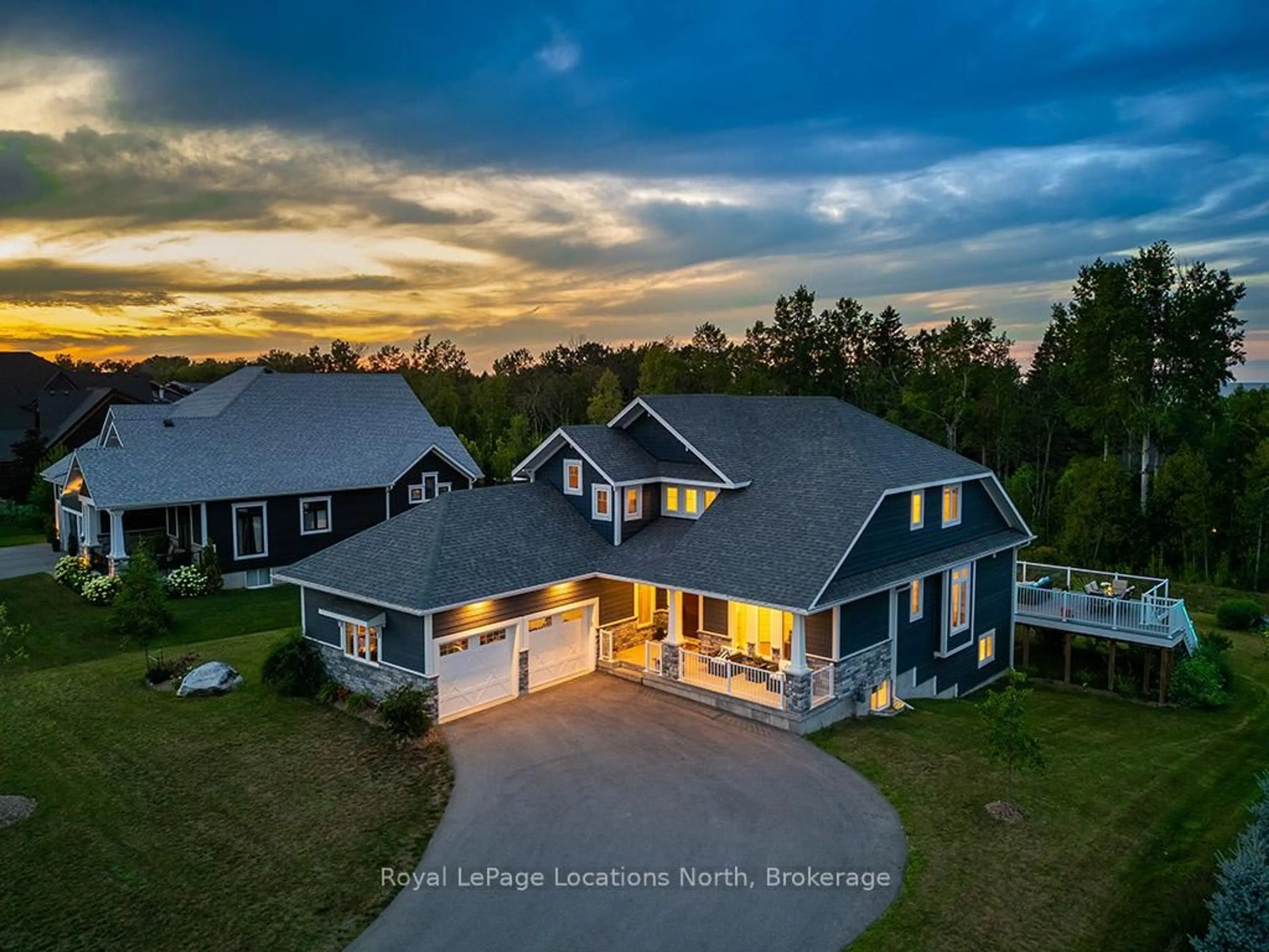 A pic from outside/outdoor area/front of a property/back of a property/a pic from drone, water/lake/river/ocean view for 128 Timber Lane, Blue Mountains Ontario N0H 2P0