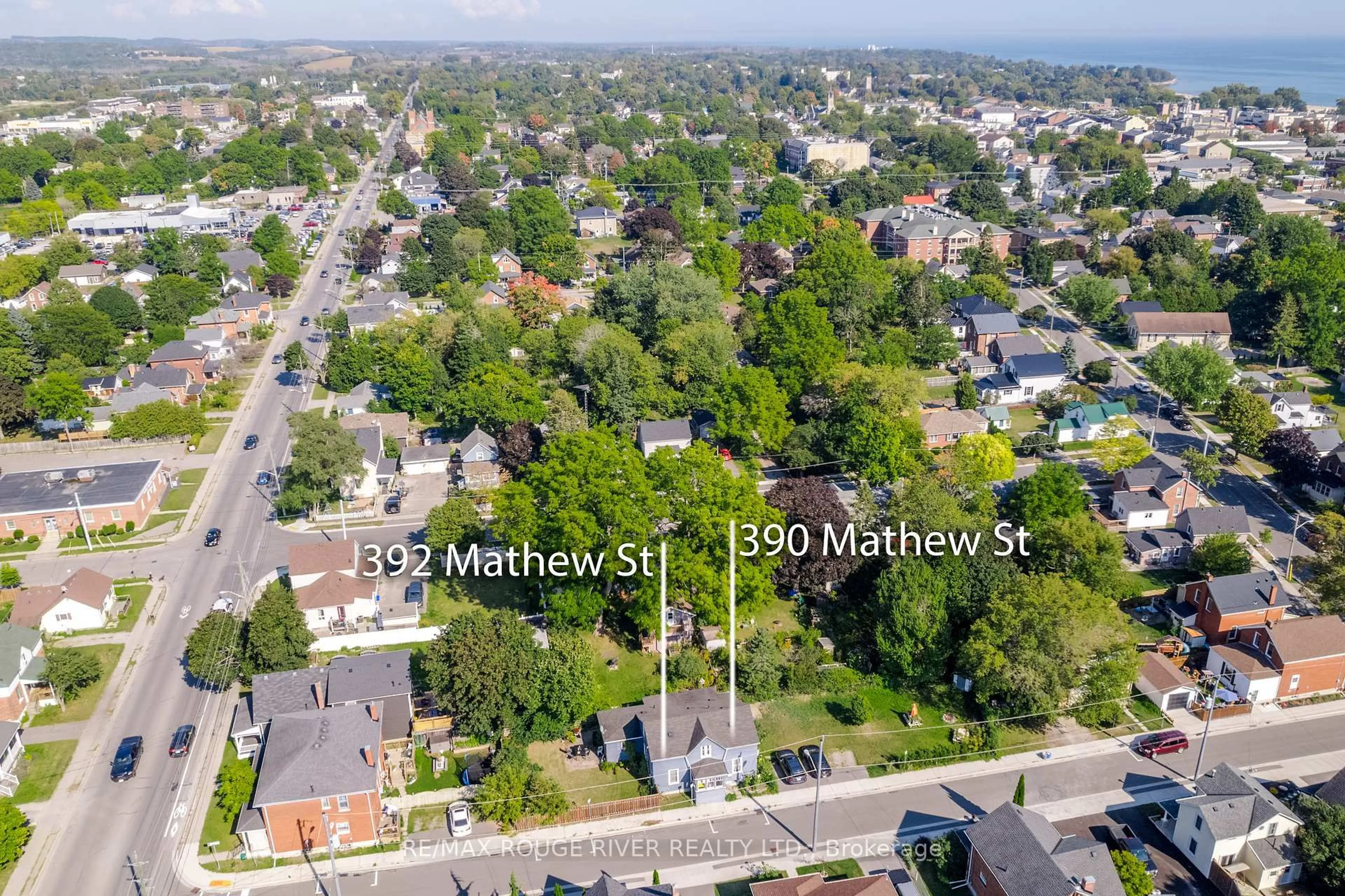 A pic from outside/outdoor area/front of a property/back of a property/a pic from drone, street for 390/392 Mathew St, Cobourg Ontario K9A 3E8